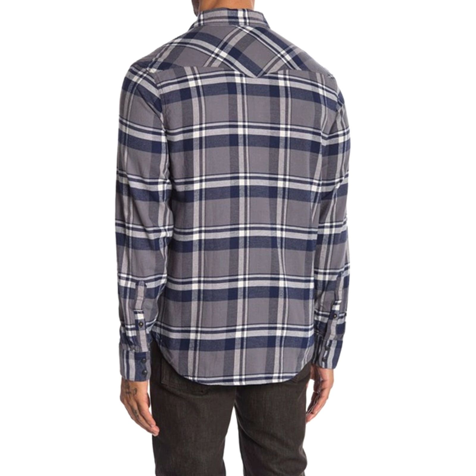 Lucky Brand Lucky Brand Plaid Pearl Snap Front Flannel Western Shirt Small Blue Gray NWT Men Slim Fit Long Sleeve Button-Up Size US S / EU 44-46 / 1 - 2 Thumbnail