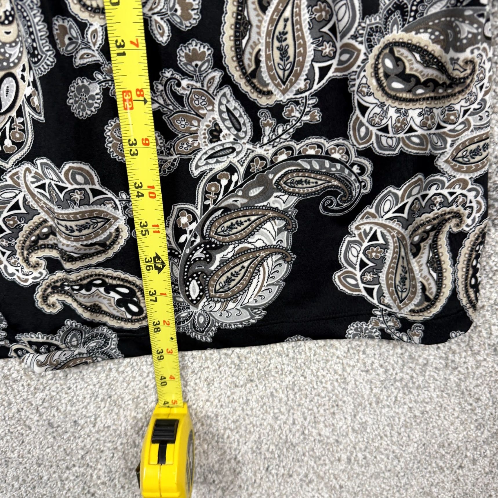 Vintage NY Collection Dress Large Black Paisley Trapeze Swing Scoop Neck 3/4 Sleeve Boho Size L / US 10 / IT 46 - 4 Thumbnail