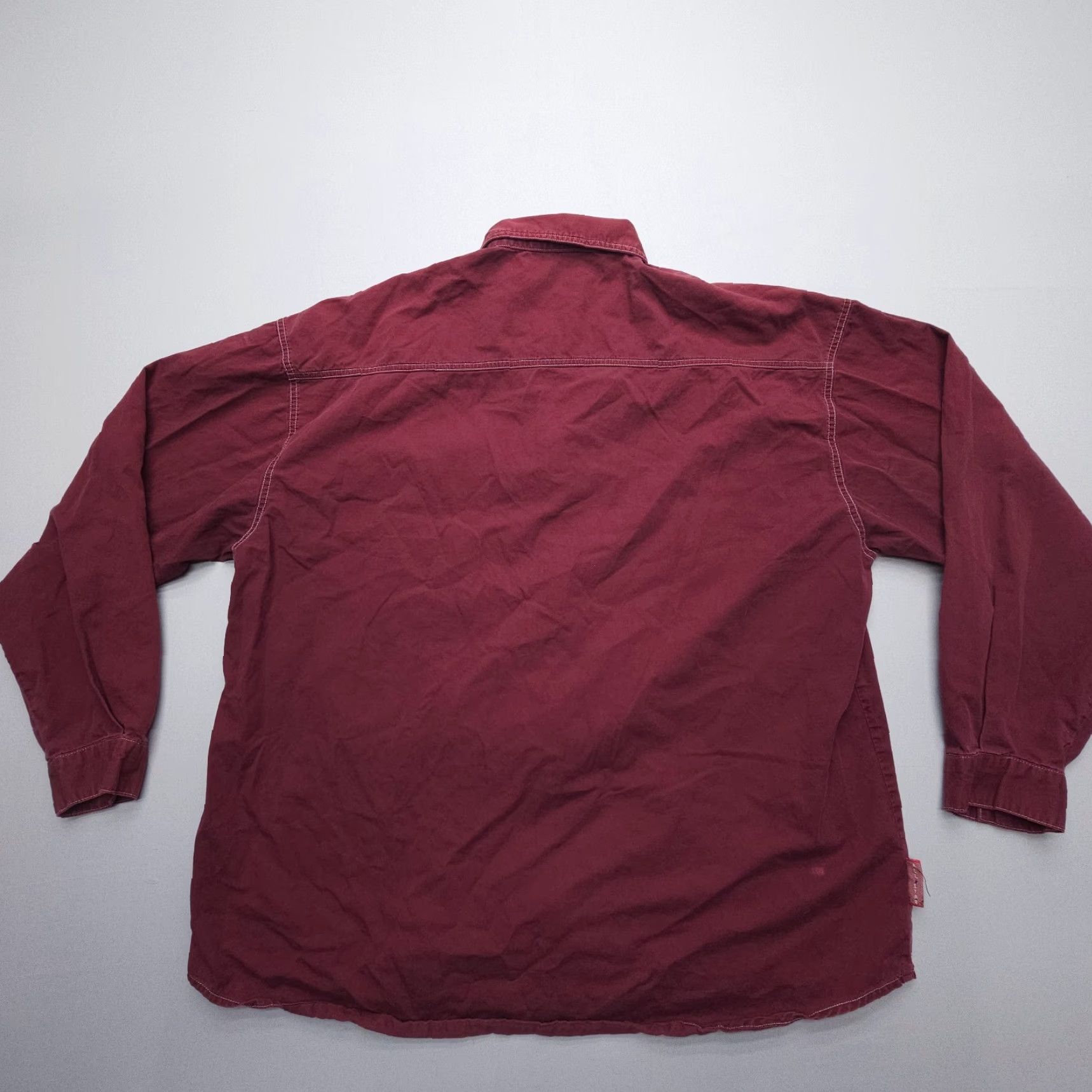 Converse VINTAGE Converse Chuck Taylor Full Zip Shirt Jacket Mens XL Red Twill Jacket with Zip, Solid Pattern, 90s Theme, USA, Outdoor, Walking, Shacket Size US XL / EU 56 / 4 - 2 Thumbnail