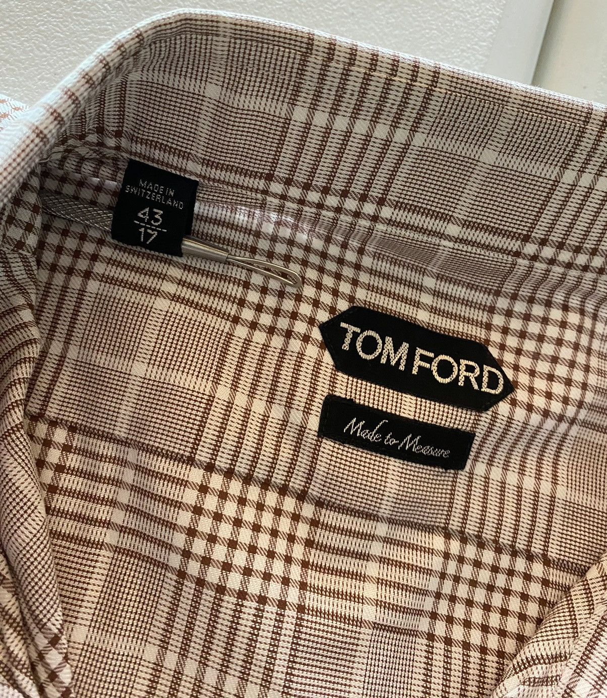 Tom Ford Tom Ford light brown glen check shirt 17 43e NEW Size US L / EU 52-54 / 3 - 7 Thumbnail