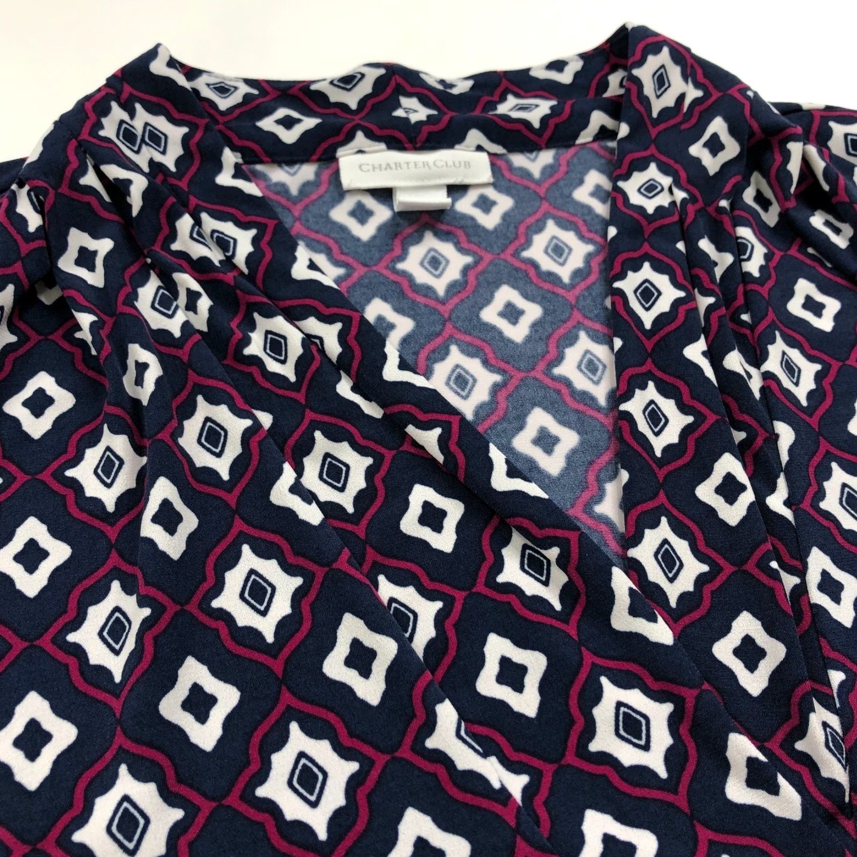 Charter Club Charter Club Plus 1X Pullover V-Neck Blouse Tunic 3/4 Sleeve Geometric All Over Print MINT Womens Size XL / US 12-14 / IT 48-50 - 4 Thumbnail