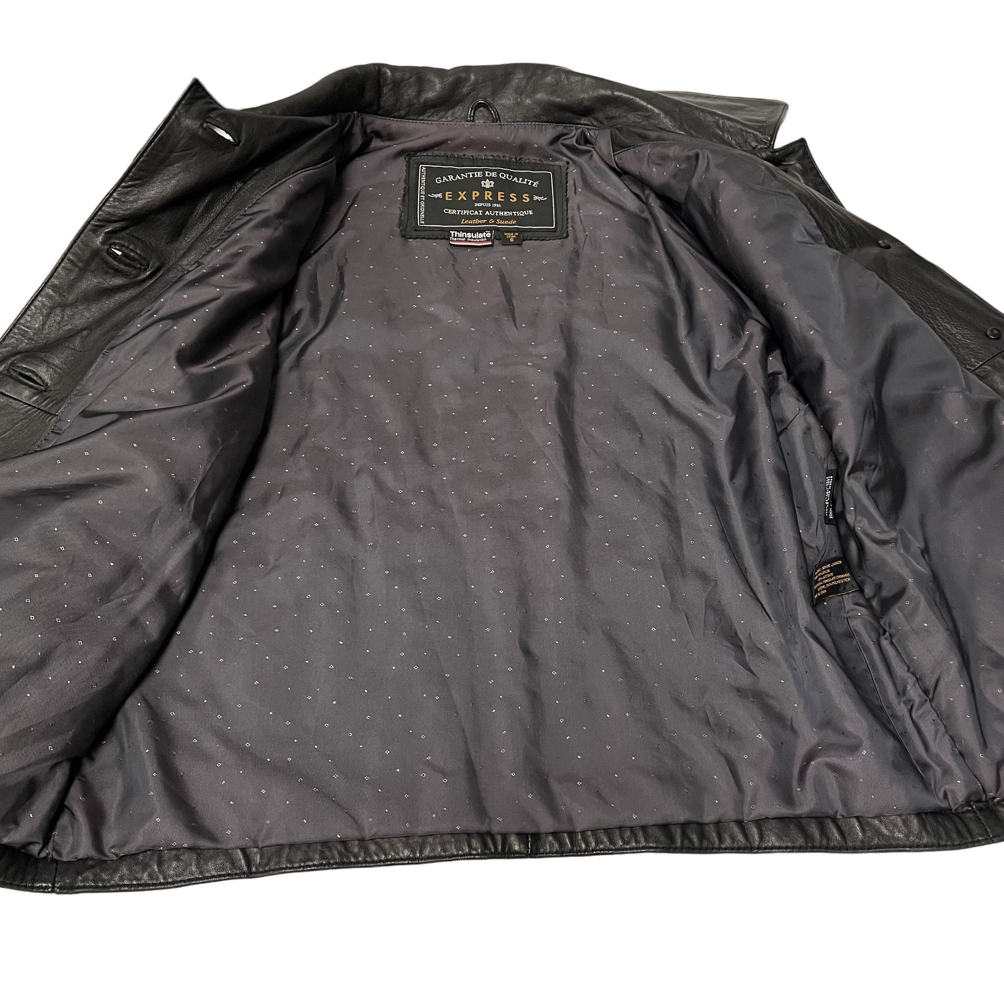 Express Vtg Express Black GLOVE Leather Btn Coat Thinsulate Jacket Size S / US 4 / IT 40 - 4 Thumbnail