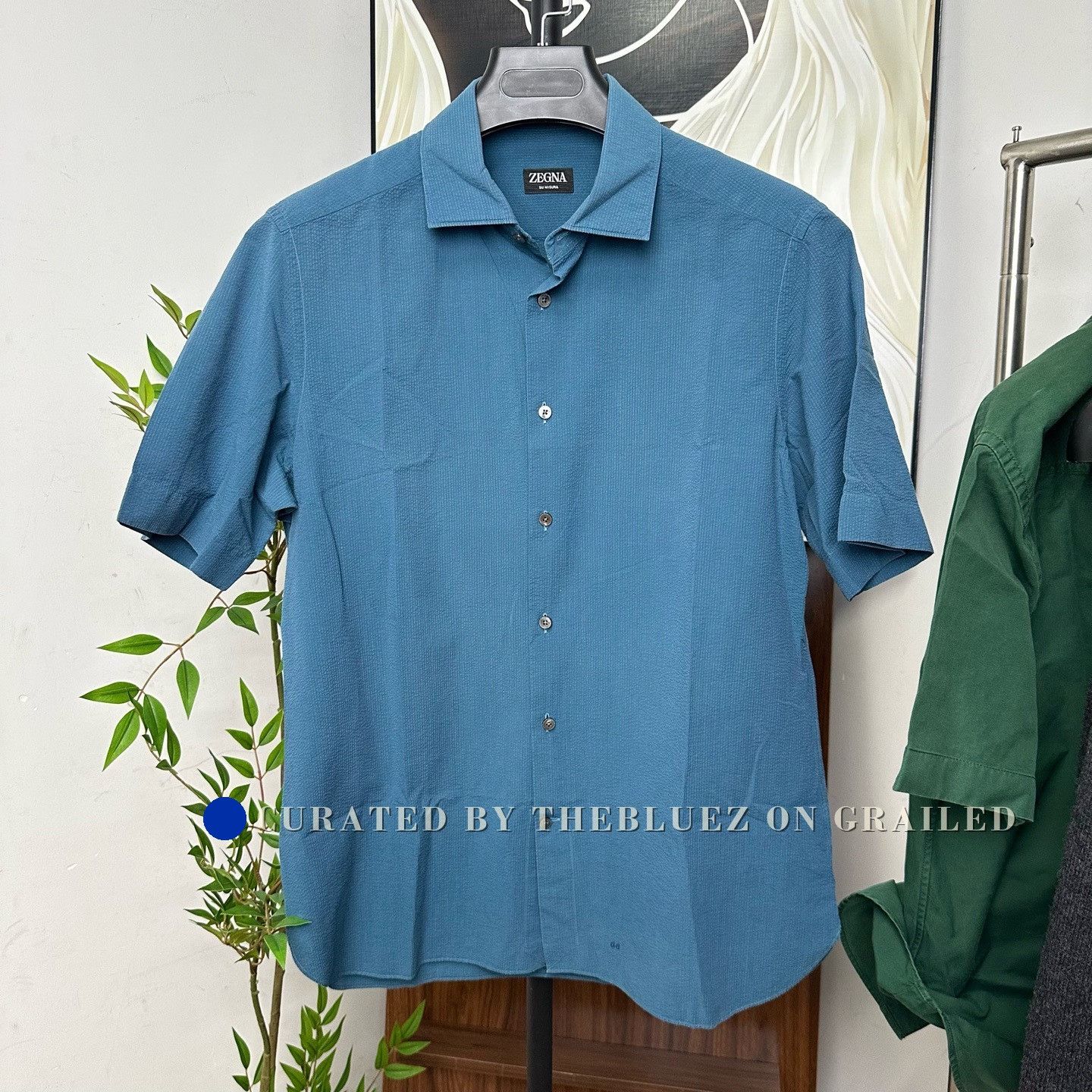 Ermenegildo Zegna Zegna Blue Short-Sleeve Shirt Size 41 Size US M / EU 48-50 / 2 - 1 Thumbnail