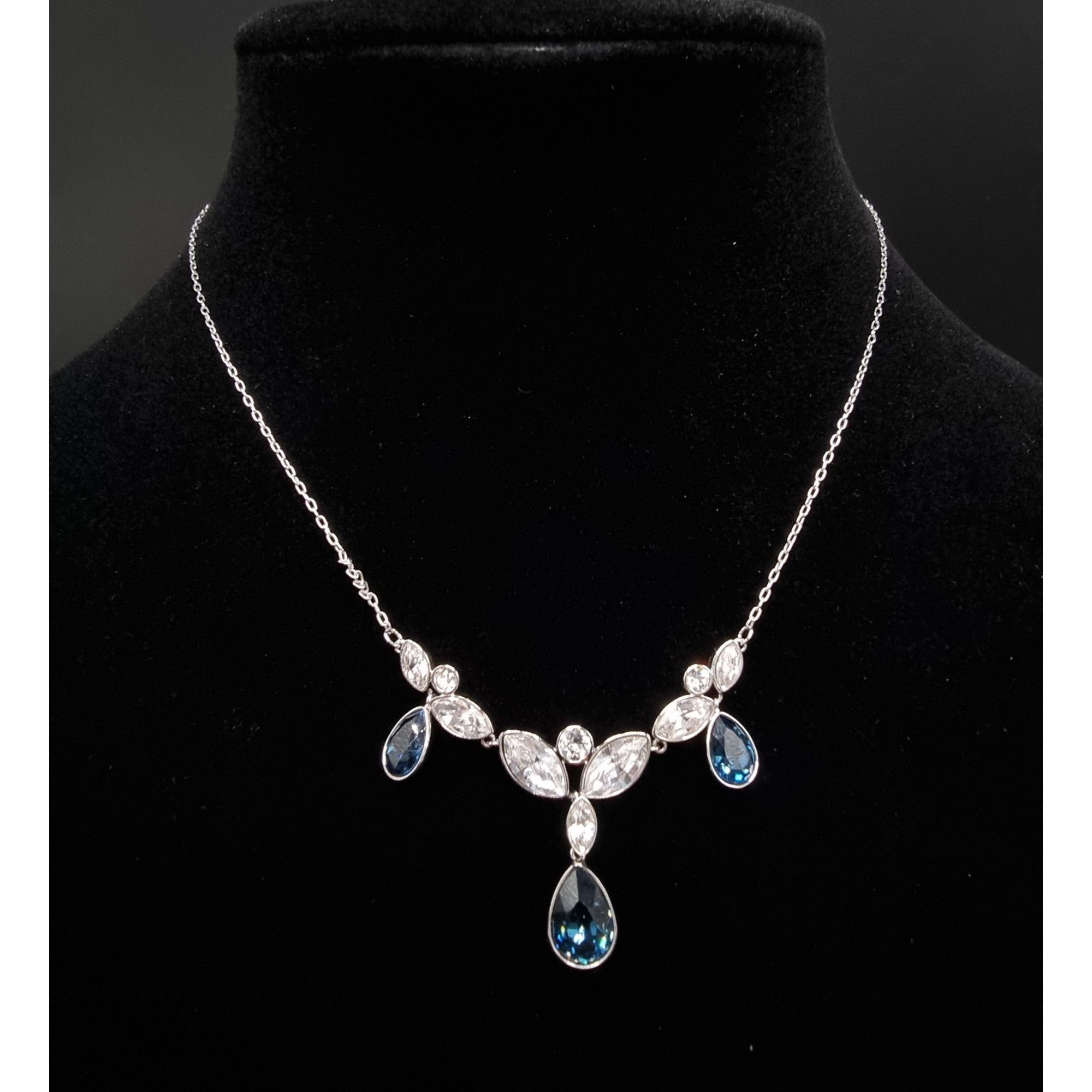 Swarovski Rare Find Swarovski Silver-Tone Necklace With Blue & Clear C Size ONE SIZE - 1 Thumbnail