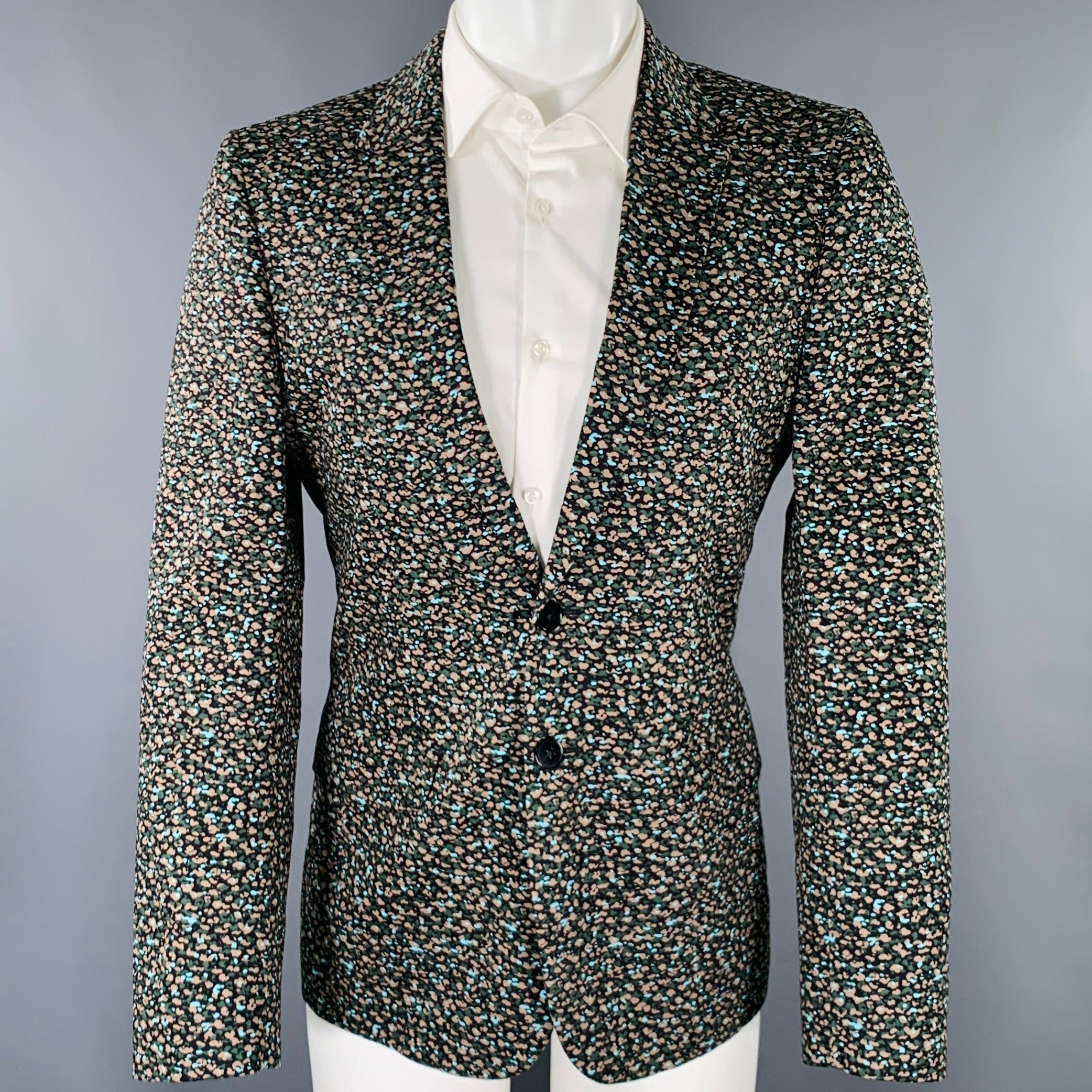 Paul Smith Black Green Tan Print Cotton Sport Coat Grailed