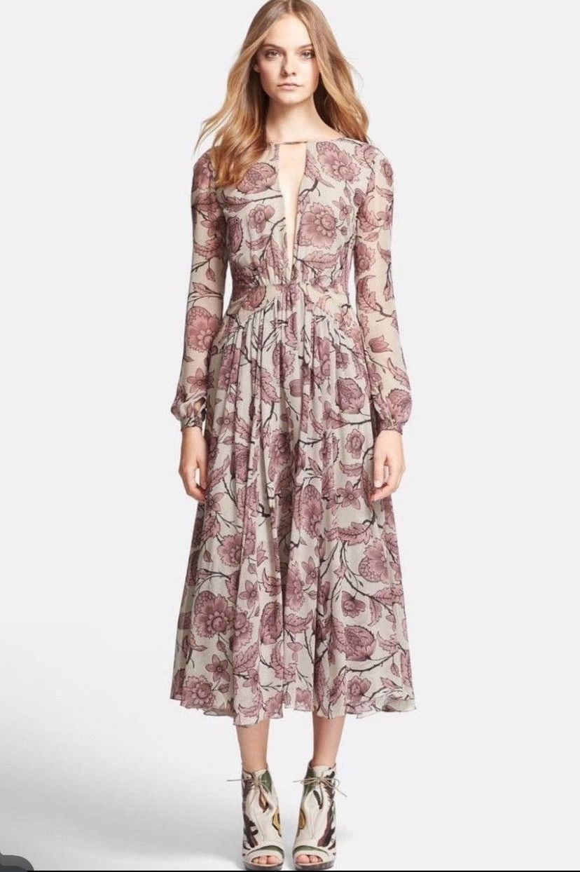 Burberry Burberry Prorsum Pink Victorian Print Washed Georgette Dress Size M / US 6-8 / IT 42-44 - 1 Thumbnail