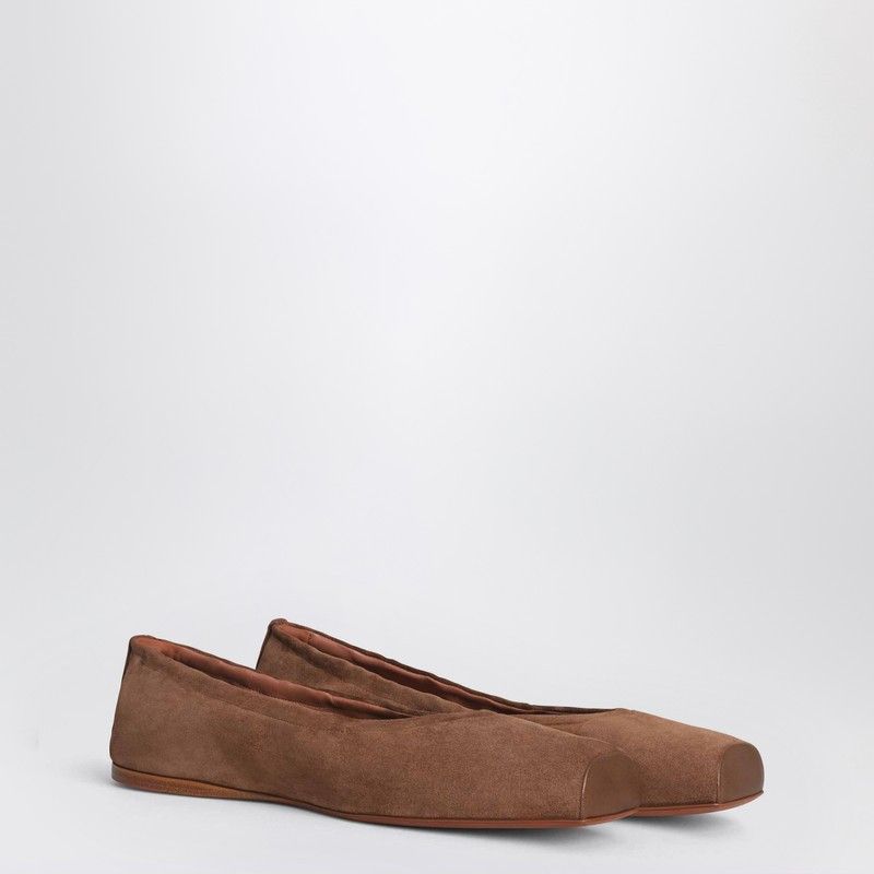 Alaia Two-Tone Ballerina With Square Toe In Brown