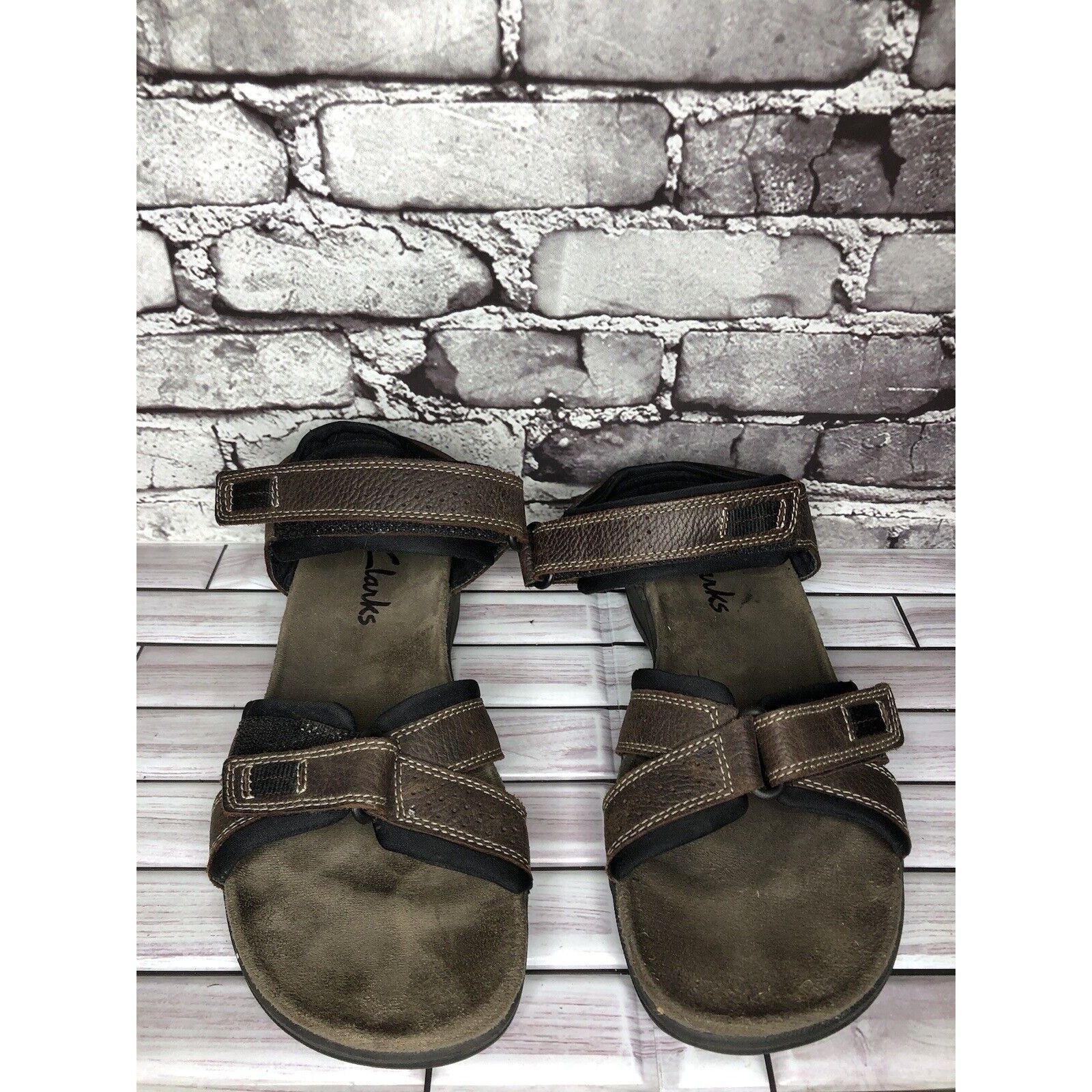 Clarks Clarks Brown Leather Synthetic Hiking Outdoor Strap Sandals Size US 11 / EU 44 - 21 Thumbnail