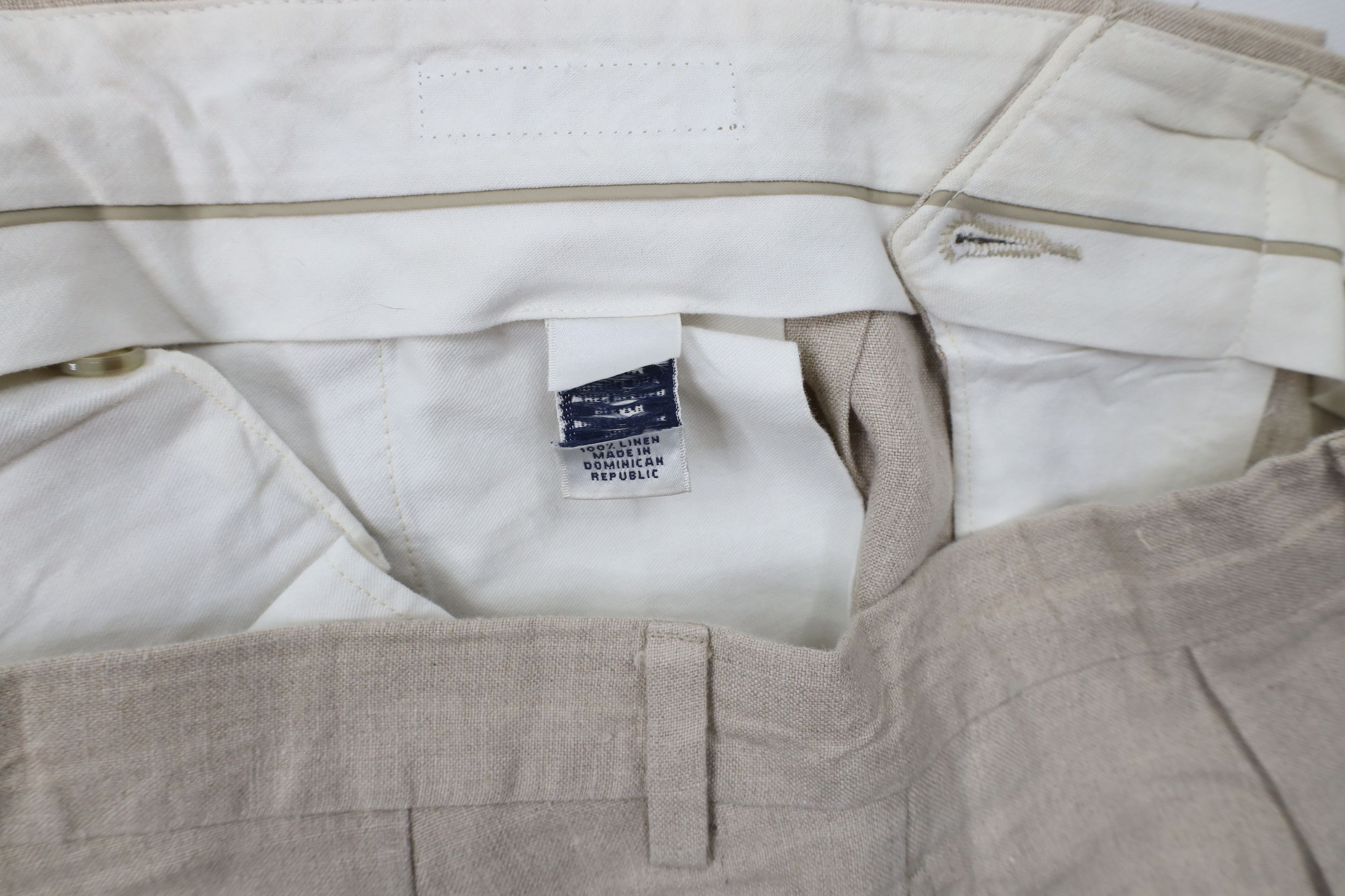 Vintage Vintage 90s Y2K Streetwear Cuffed Linen Chino Pants Beige Size US 34 / EU 50 - 7 Thumbnail
