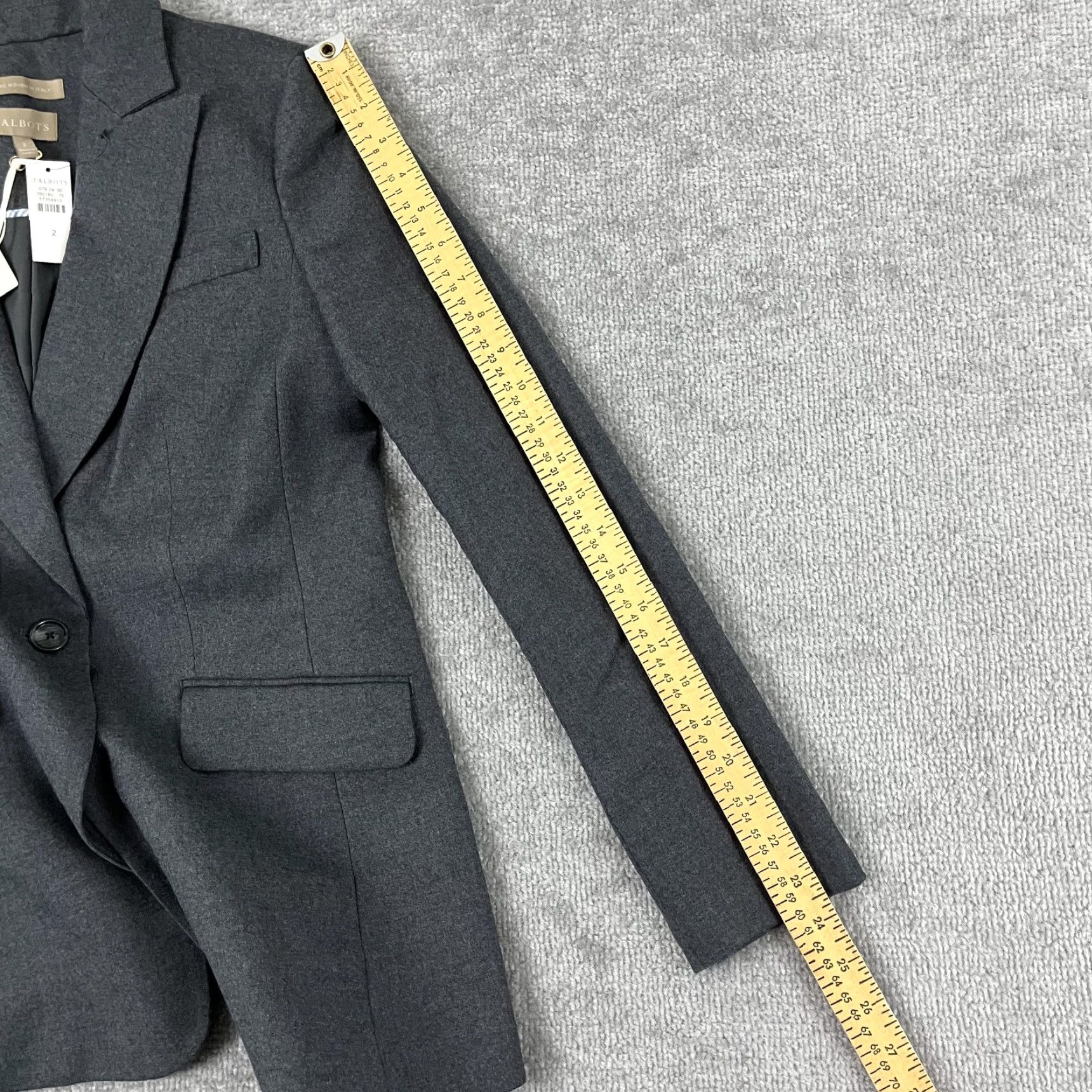Talbots Talbots Blazer Jacket Womens Size 2 Gray Wool Notched 1-Button Woven Italy NEW Size XS / US 0-2 / IT 36-38 - 7 Thumbnail