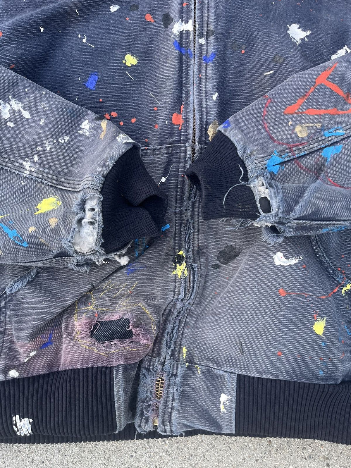 Custom Carhartt Jacket Thrashed Distressed Faded Quilt J140