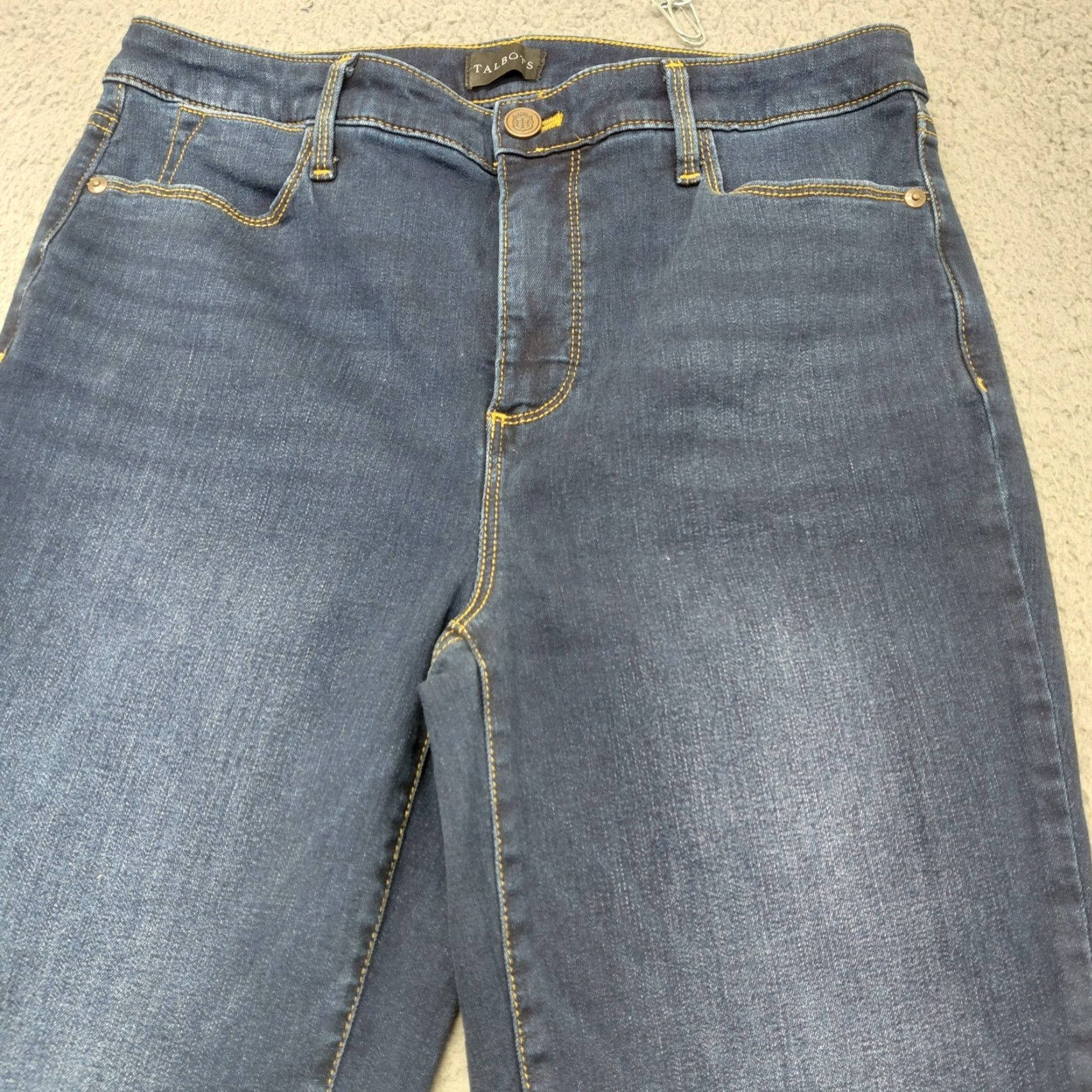 Talbots Talbots Jegging Jeans Women’s 10 Blue Ankle High Waist Dark Wash Regular 5-Pocket Denim Spandex Cotton Blend Size 32" / US 10 / IT 46 - 7 Thumbnail