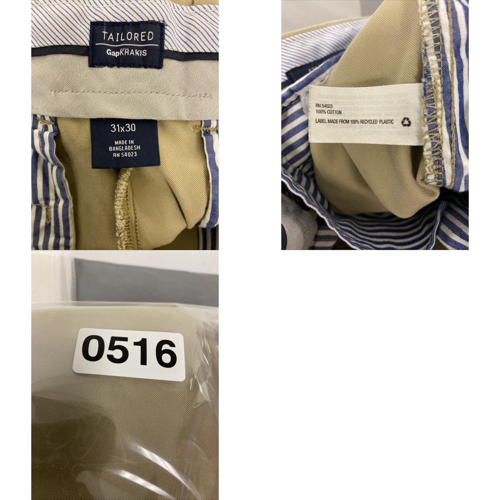Gap GAP Pants Mens 31x30 Tan Slim Straight Flat Front Zip Button Chino Casual Business Travel Size US 31 - 9 Thumbnail