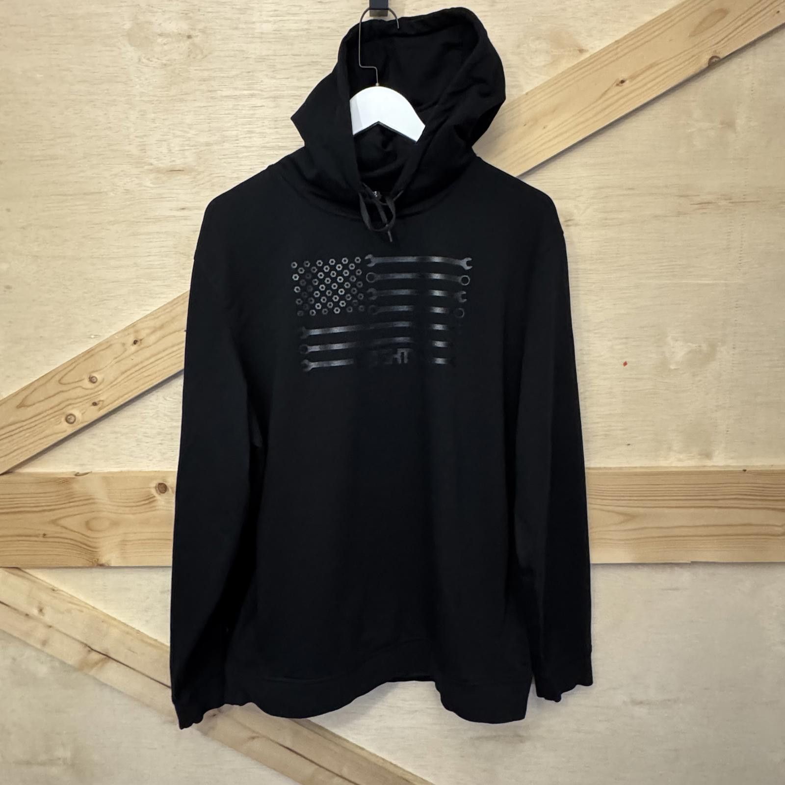 Designer Black Hoodie Men's Large Flag USA Patriotic Tools Mechanic Size US L / EU 52-54 / 3 - 2 Thumbnail