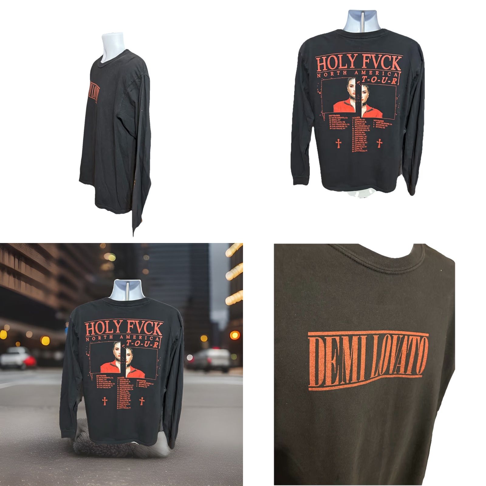 Doublet Demi Lovato Holy Fvck 2022 Tour Long Sleeve Shirt Black Adult Large Double Sided Crew Neck Unisex Top Tee? Size US L / EU 52-54 / 3 - 8 Thumbnail
