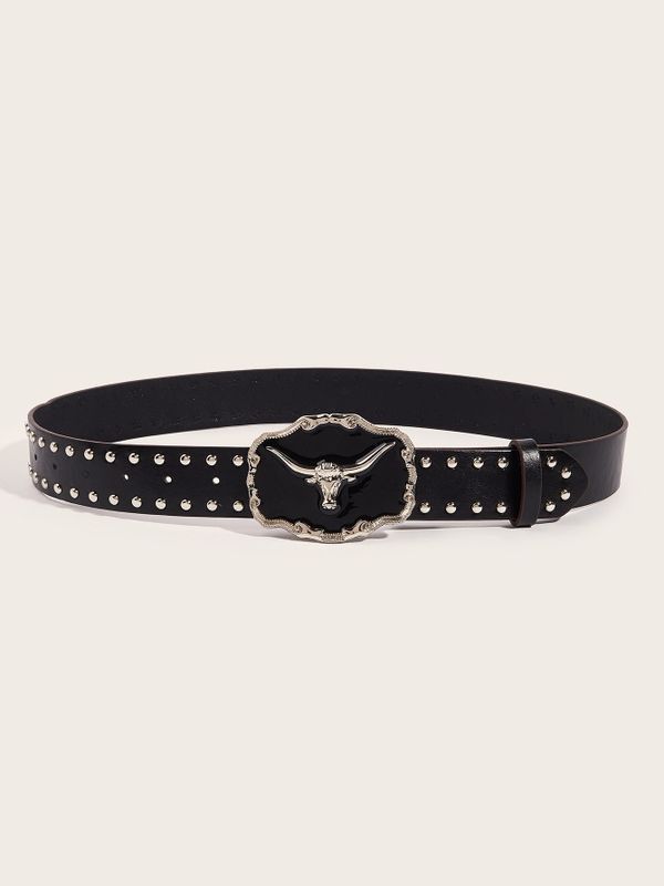 Designer Retro Vintage Belt Riveted Belts Menswear Accessories Size ONE SIZE - 2 Thumbnail
