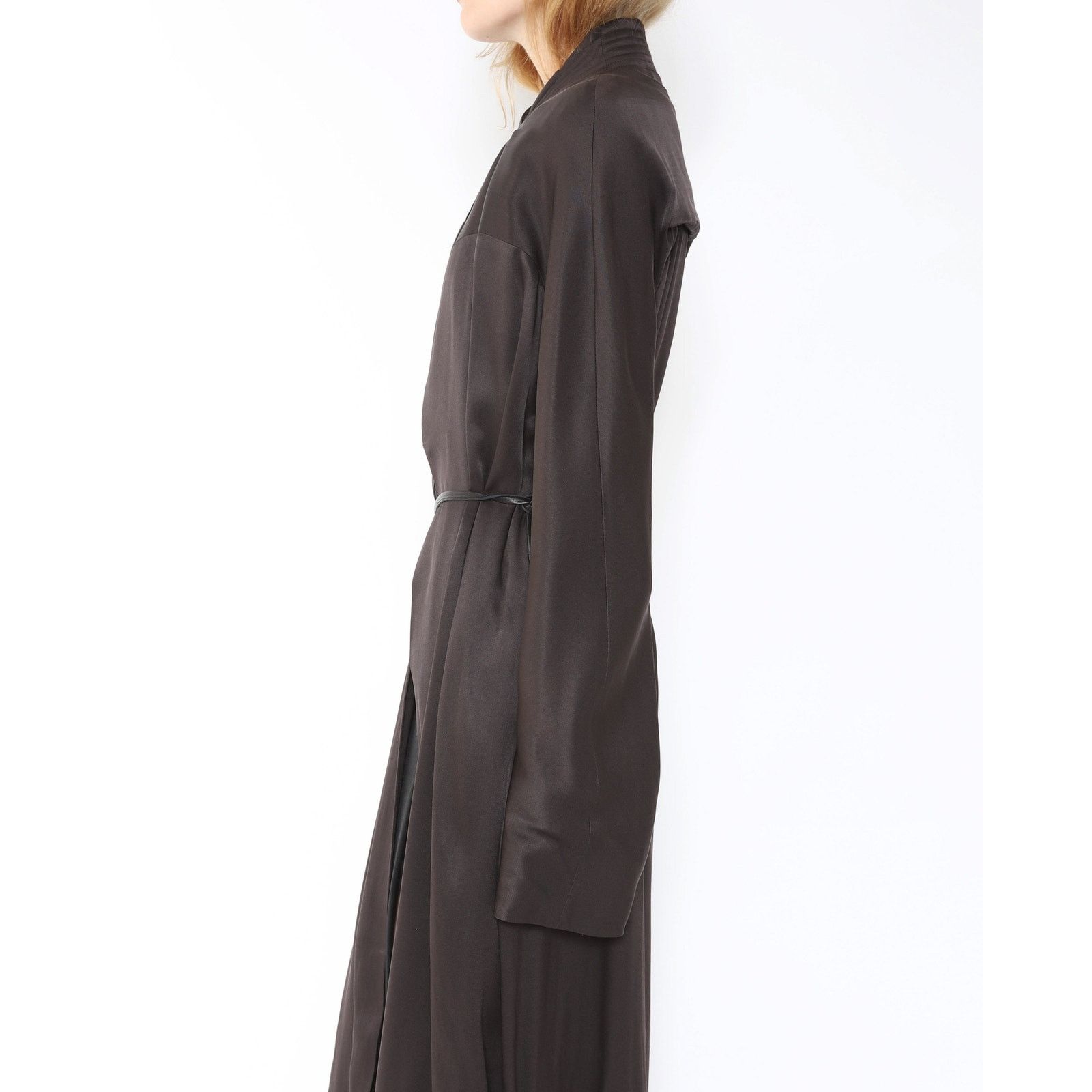 Haider Ackermann FW12 Kimono with Leather Belt in Brown Viscose Size XS / US 0-2 / IT 36-38 - 5 Thumbnail