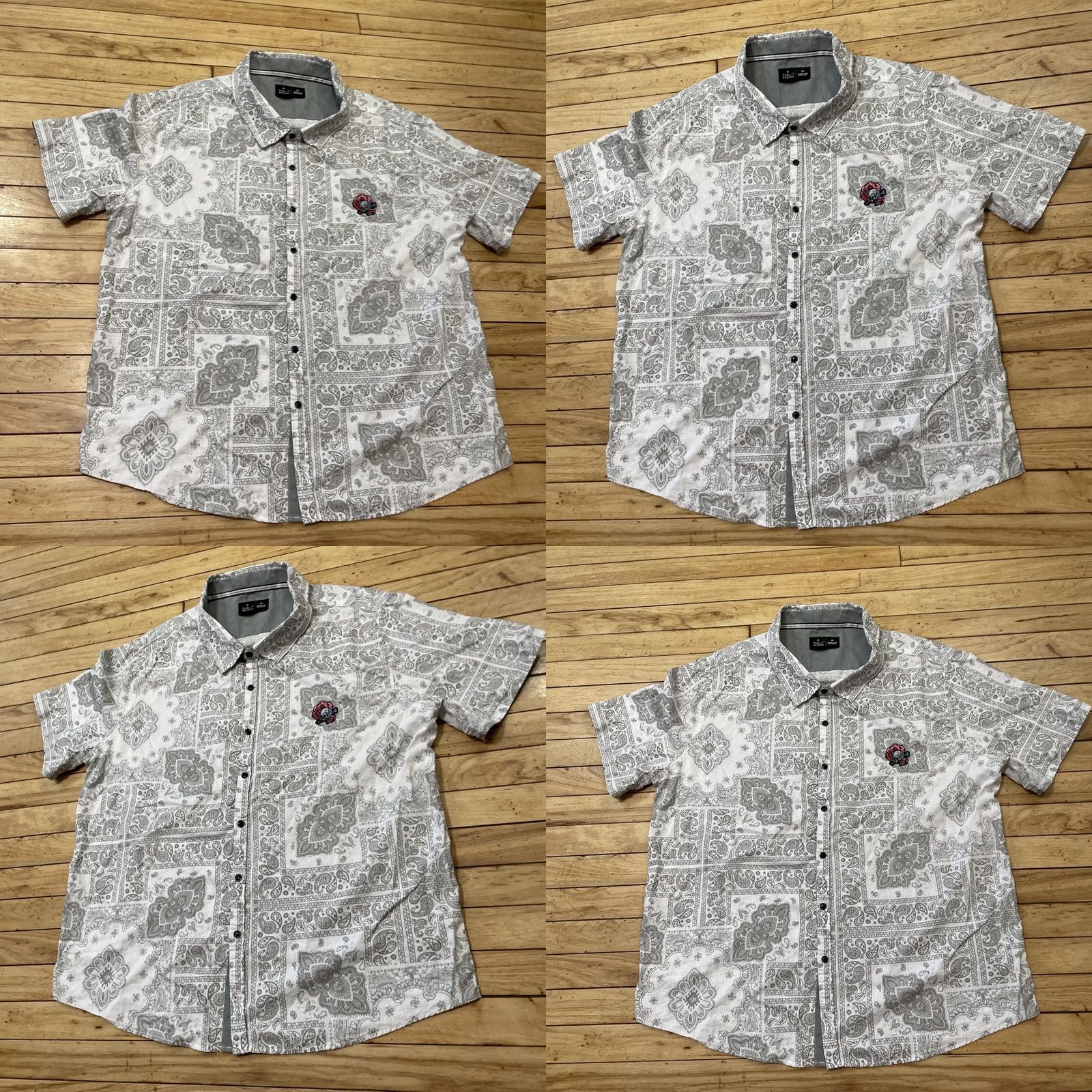 Vintage PUBLIC RECORD Shirt Men 2XL Skull Rose Bandana Paisley Punk Rock Streetwear XXL Size US XXL / EU 58 / 5 - 10 Thumbnail