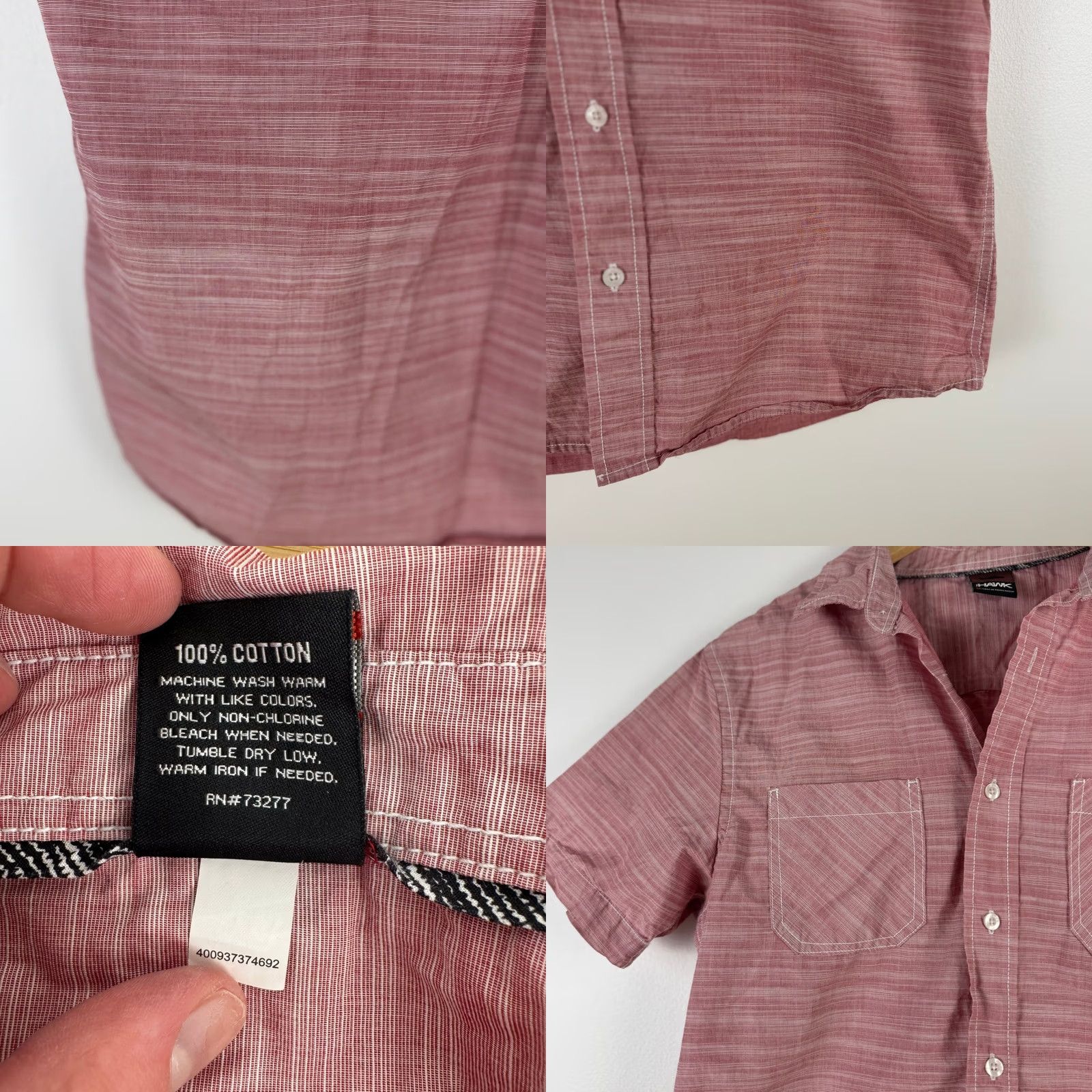Vintage TONY HAWK Shirt Men Red Stripe Short Sleeve Button-Up Cotton Regular Size US M / EU 48-50 / 2 - 8 Thumbnail