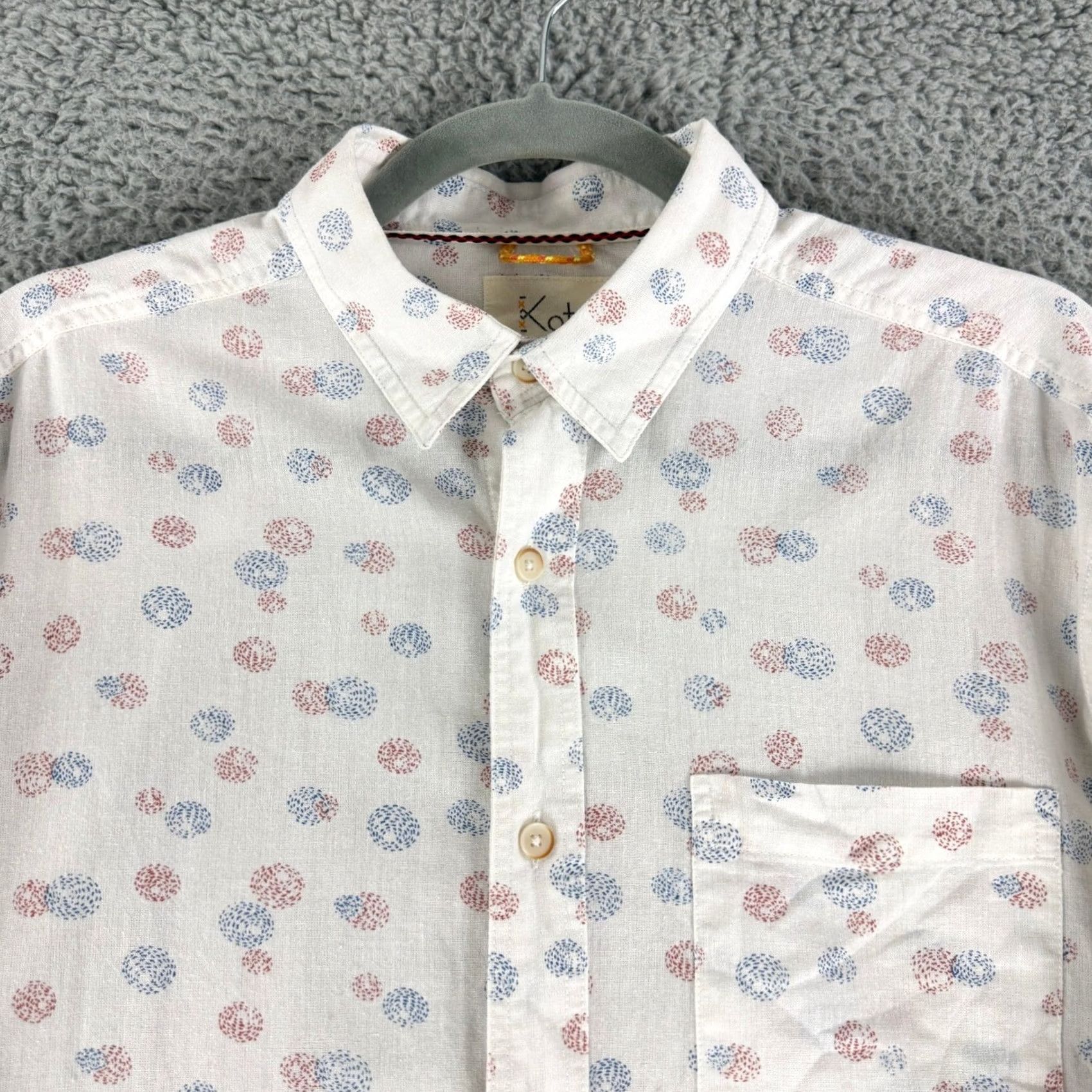 Vintage Koto Button-Down Shirt Mens White Geometric Print Linen Cotton Button Up Long Sleeve Casual Travel Summer Spring Fall Winter 42 in Chest M Size US M / EU 48-50 / 2 - 2 Thumbnail