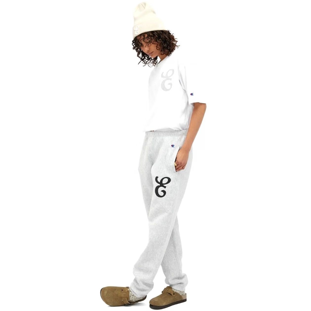 Champion Champion Sweat Pants for Men M Gray Cotton Big Logo Logo Pattern Old School Style Straight Fit Size US 31 - 3 Thumbnail