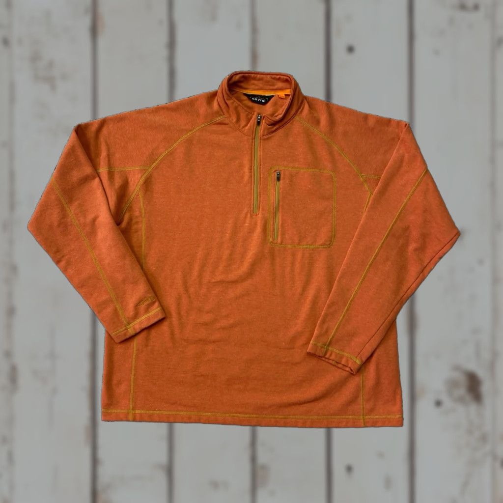 Orvis ORVIS Quarter-Zip Sweatshirt Orange XL Men Pullover Zip Zip Sweatshirt (Orvis) Size US XL / EU 56 / 4 - 1 Thumbnail