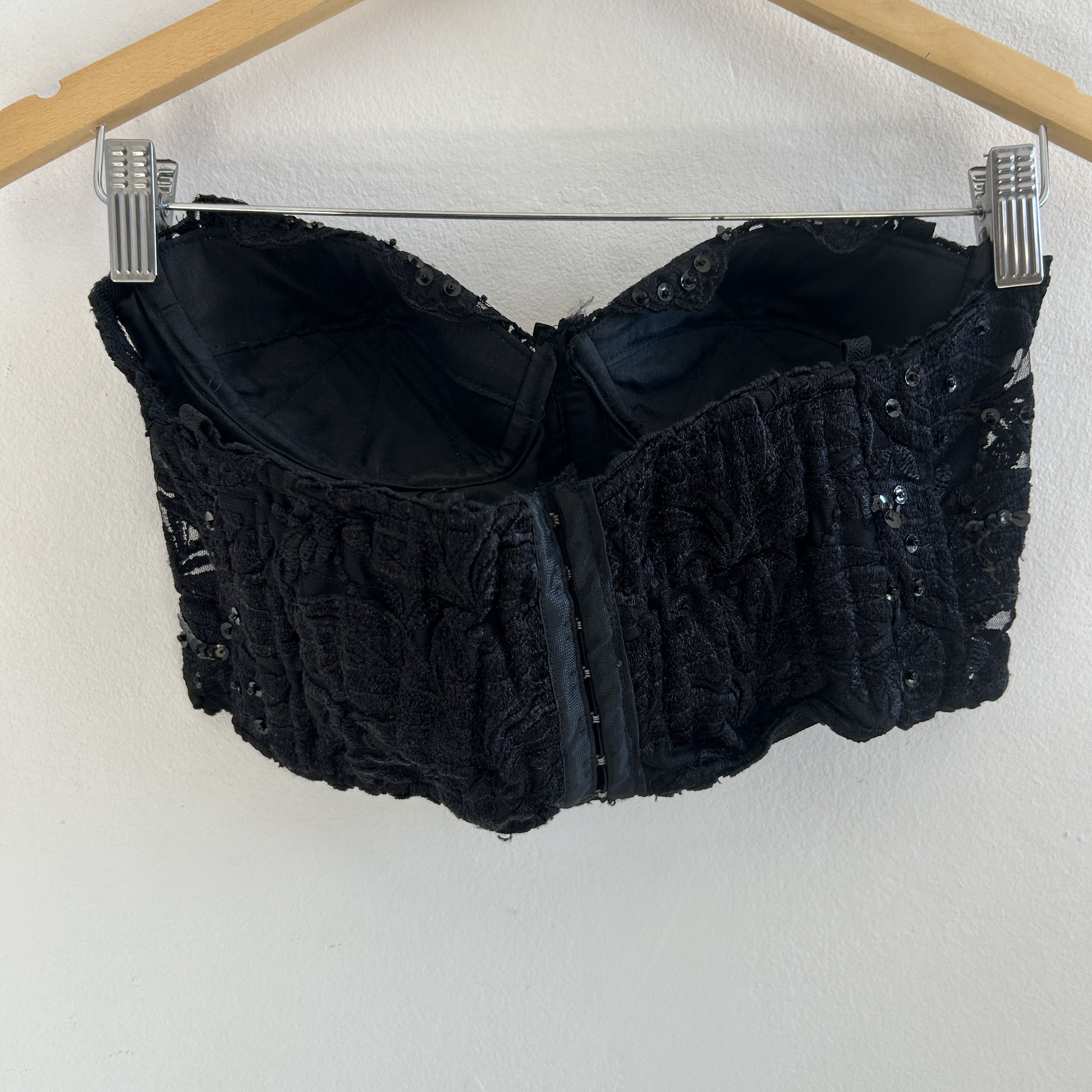 Vintage Vintage 90s Black Lace Bustier Top Size M / US 6-8 / IT 42-44 - 8 Thumbnail