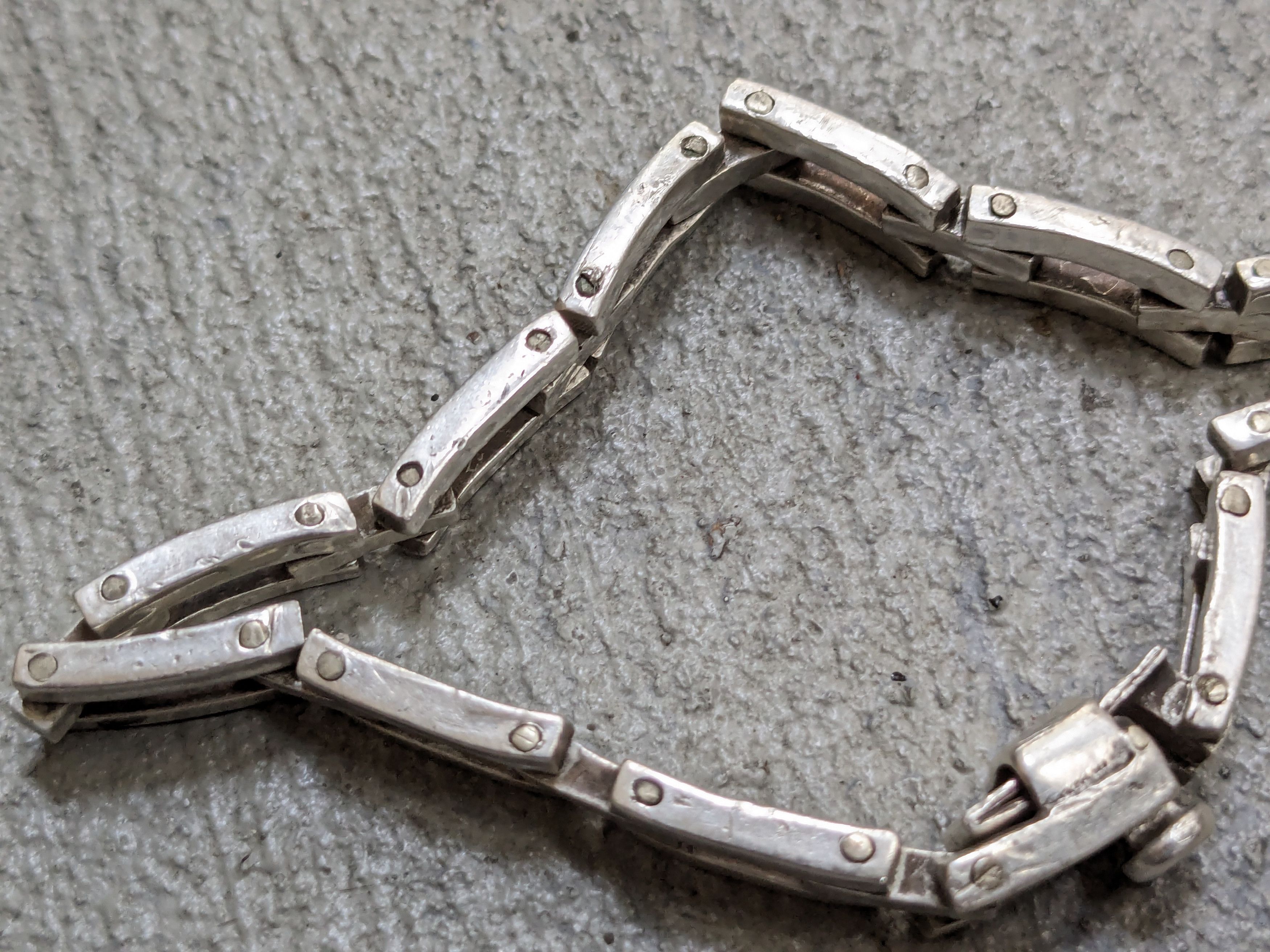 Jewelry Vintage Sterling Silver Bracelet Link Chain 8" Biker Punk Size ONE SIZE - 11 Thumbnail