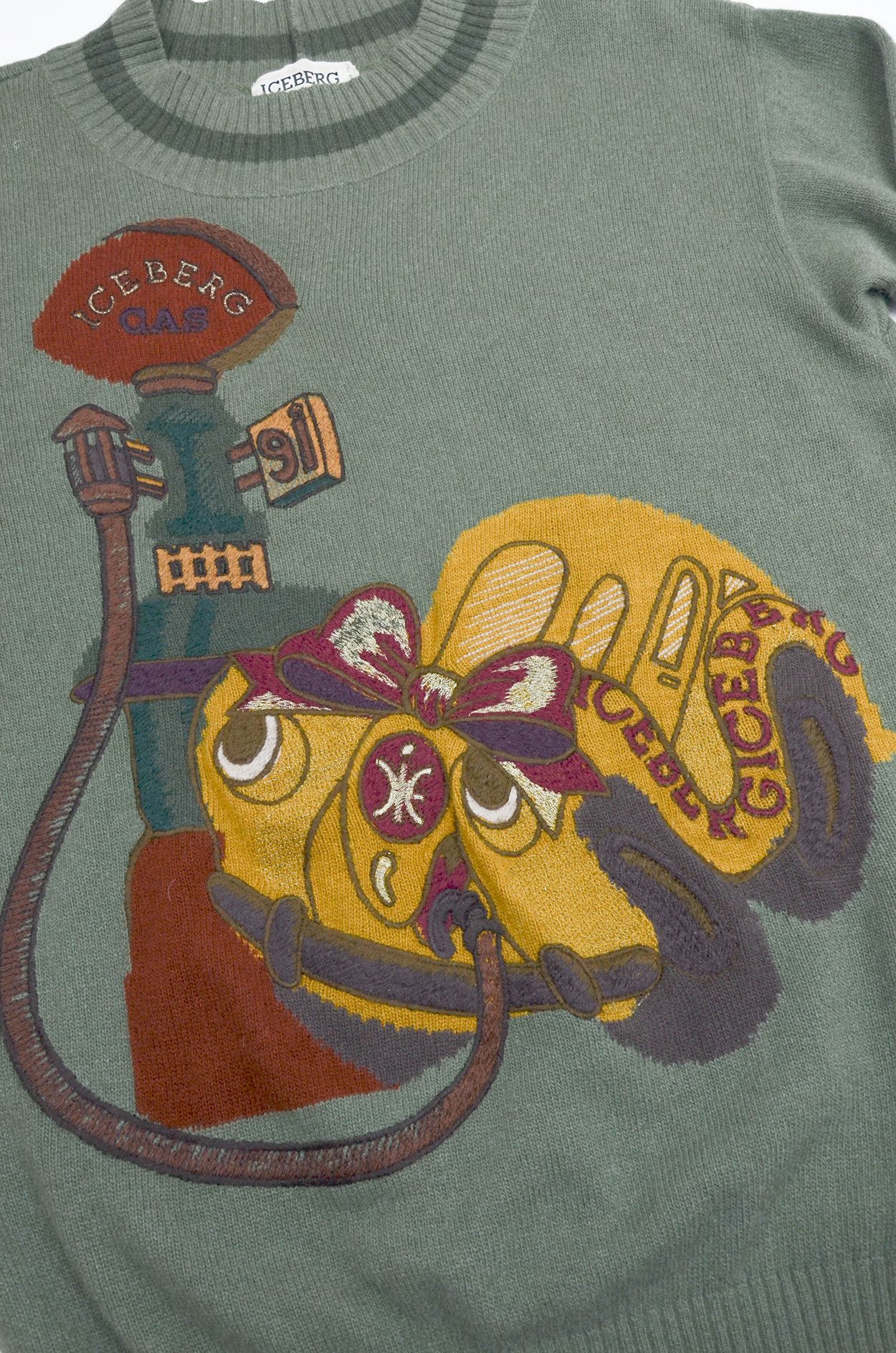 Iceberg Iceberg 1990 Wool Angora Graphic Knit Sweater - Size L Size L / US 10 / IT 46 - 4 Thumbnail