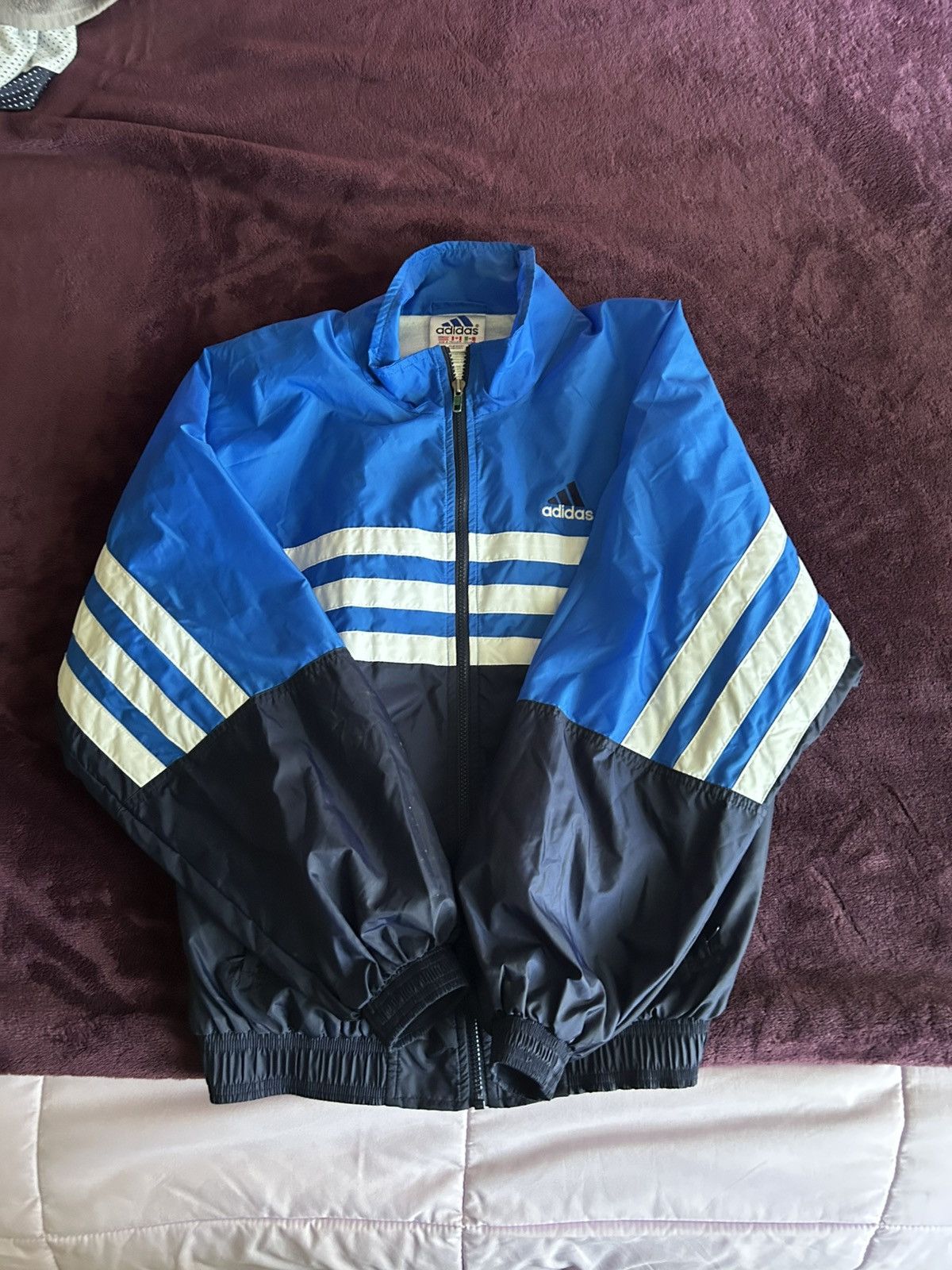 Adidas Vintage 90s Adidas Nylon Track Jacket S (Fits M) Blue Retro Size US S / EU 44-46 / 1 - 2 Thumbnail