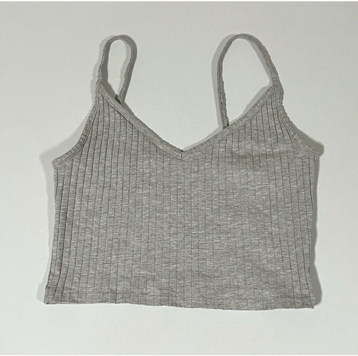 Vintage Gray V-Neck Tank Crop Top Cami Camisole Shirt Tee Size S 🩶 Size S / US 4 / IT 40 - 1 Thumbnail