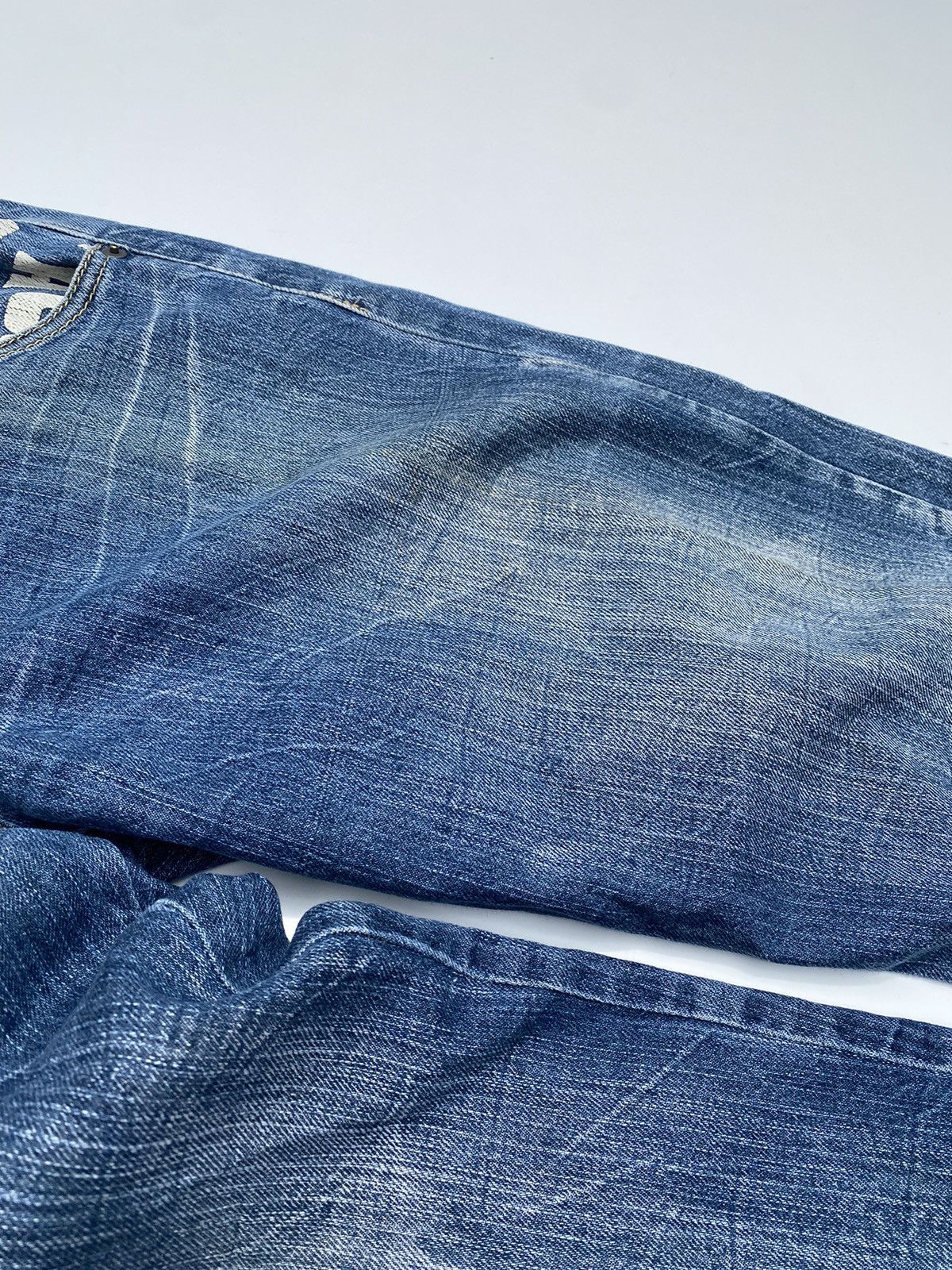 Japanese Brand Vtg Denim Double Waist Blue Flared Size US 35 - 11 Thumbnail