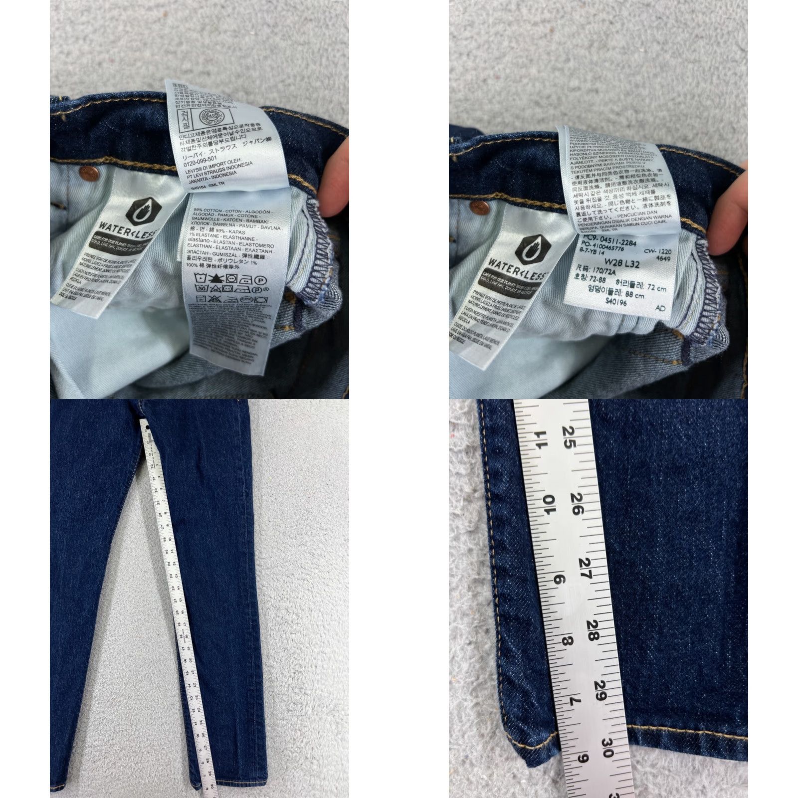 Levi's Levi's Jeans 28 Blue Denim 511 Slim Cotton Blend Premium Dark 30in 5-Pocket Mens Regular Jeans Size US 28 / EU 44 - 8 Thumbnail