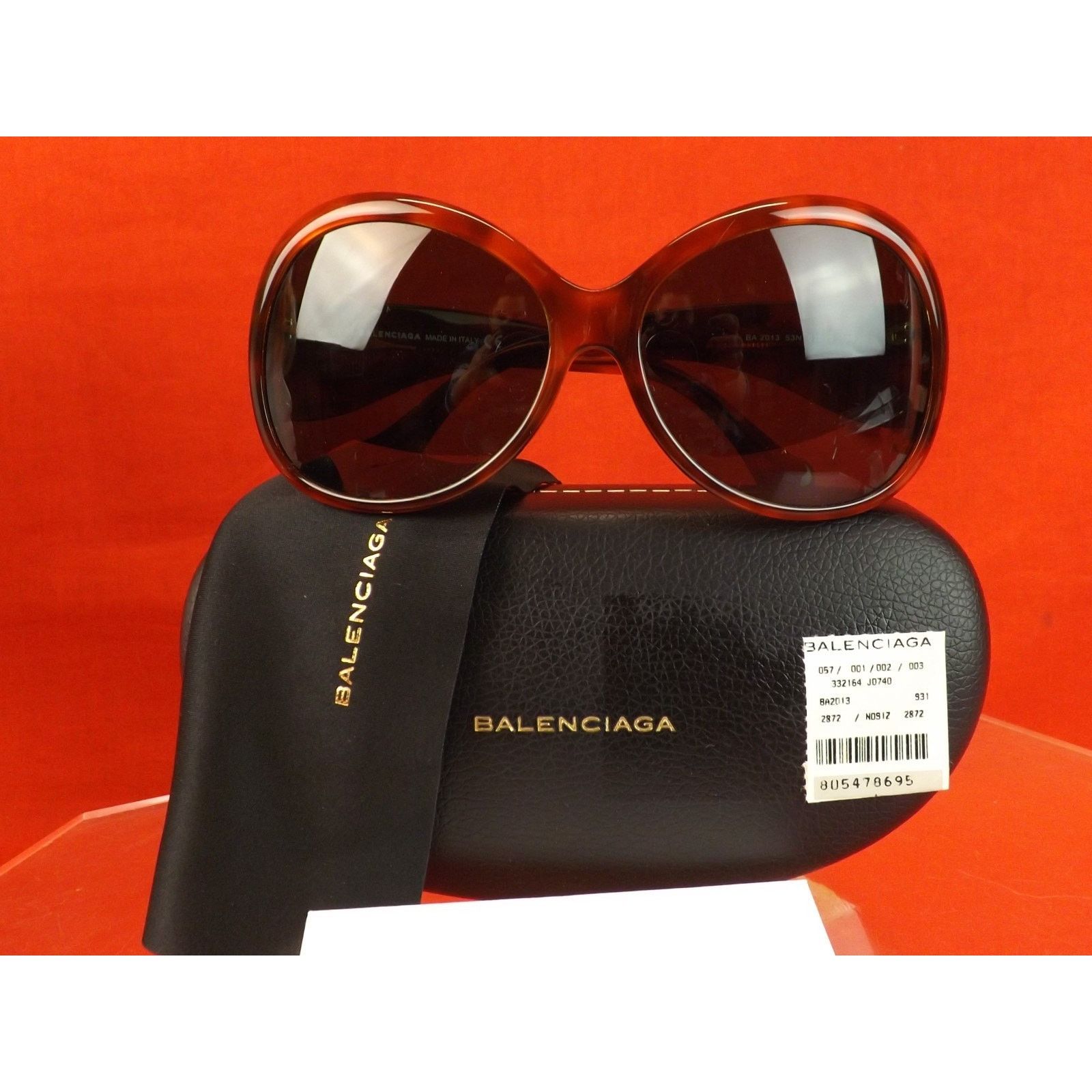 Balenciaga BALENCIAGA HAVANA PLASTIC FRAME OVERSIZED SUNGLASSES $495 IT Size ONE SIZE - 12 Thumbnail