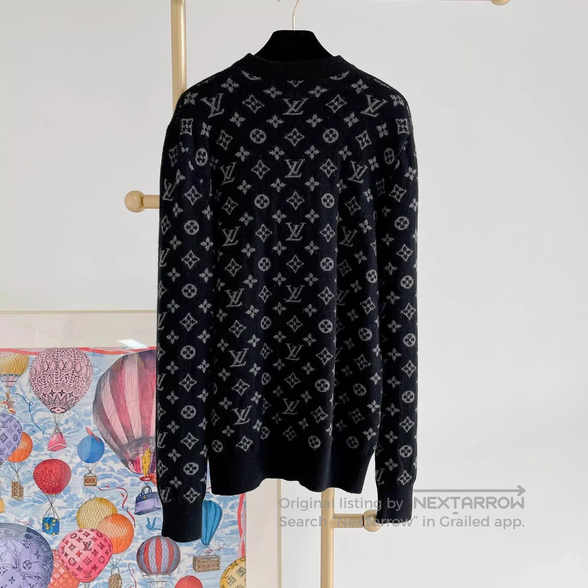 Louis Vuitton Black Long Sleeve Knit Sweater with Patterned Sleeves. Size US M / EU 48-50 / 2 - 2 Thumbnail