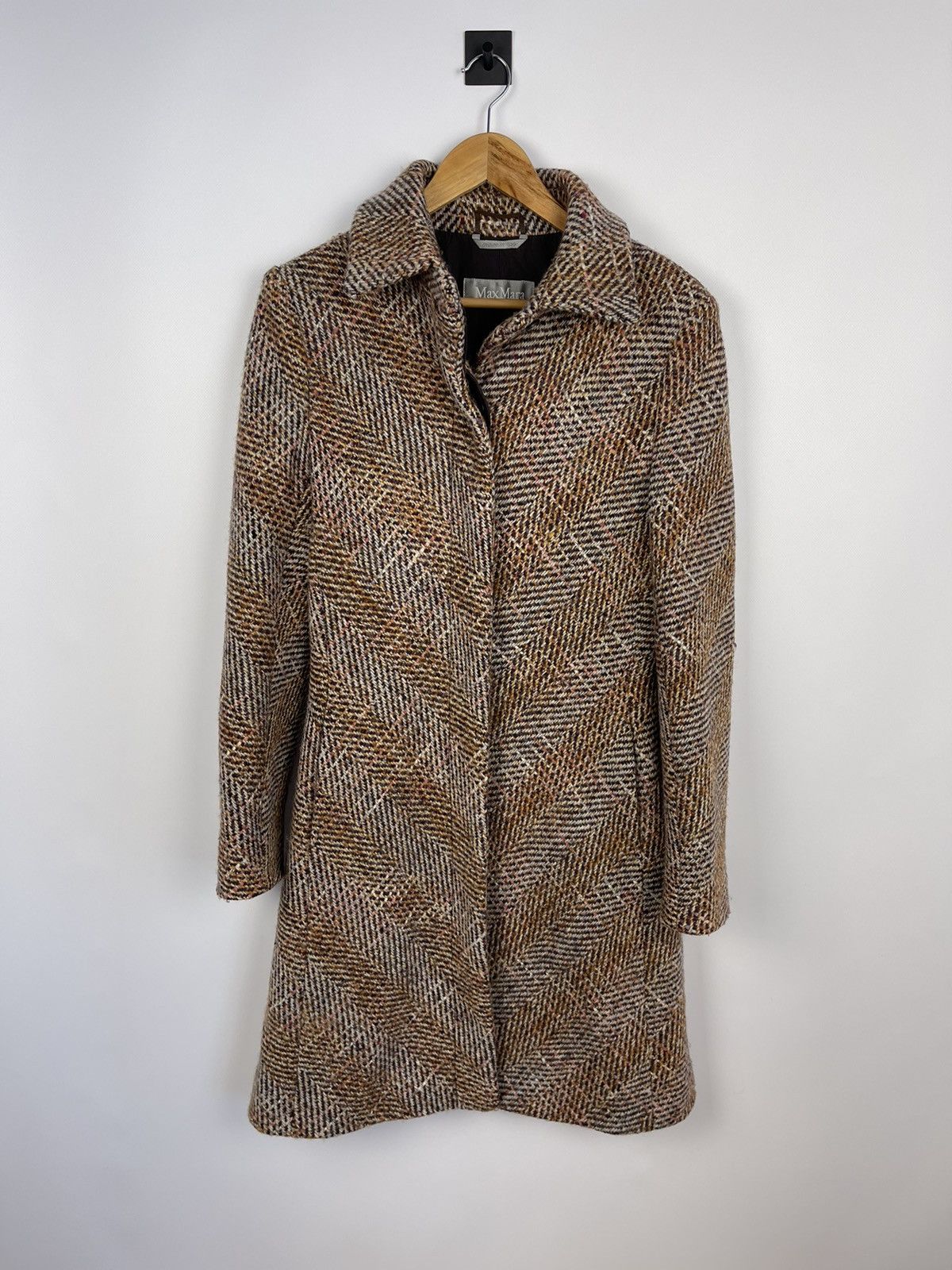 image of Italian Designers x Max Mara Women's Vintage Tweed Wool Coat Jacket Size Usa10