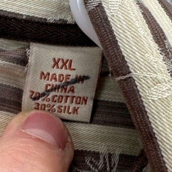 Tommy Bahama Tommy Bahama Silk Blend Button-Up Shirt Men 2XL Brown Floral Stripes Long Sleeve Size US XXL / EU 58 / 5 - 5 Thumbnail