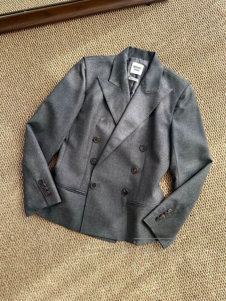 Hermes Hermes Wool Business Casual Double-breasted Suit Jacket, B Size XS / US 0-2 / IT 36-38 - 2 Thumbnail