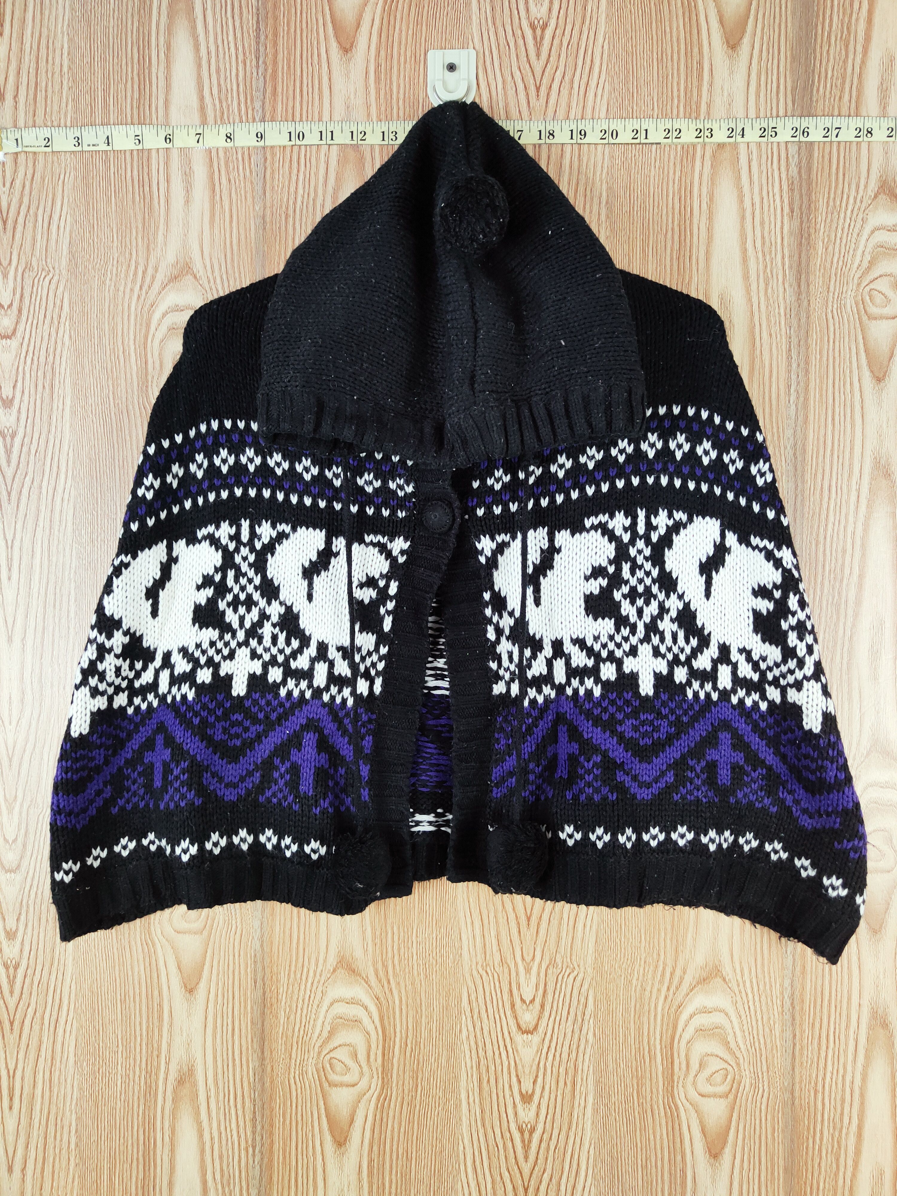Japanese Brand × Vintage T.t.u Black Purple Knitwear Hoodie Cape - Vintage Stuff Size M / US 6-8 / IT 42-44 - 1 Thumbnail