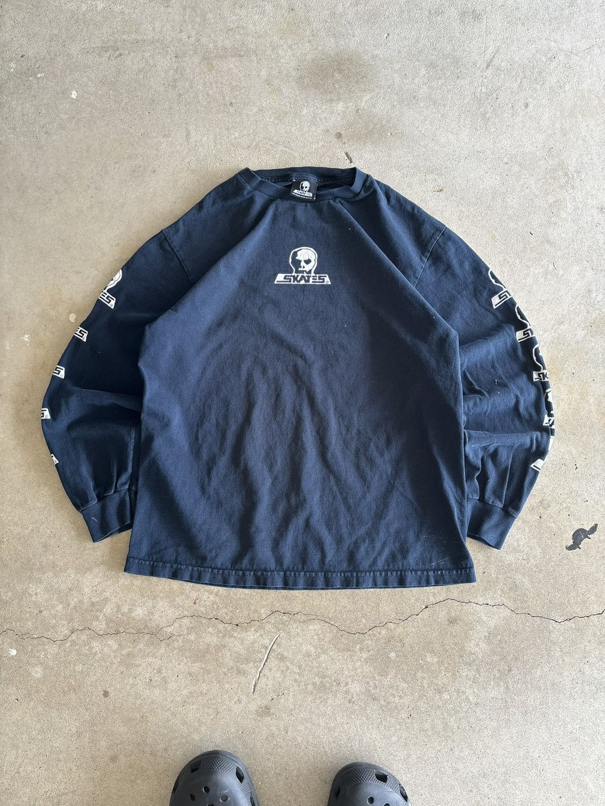 Other Vintage Skull Skates Boxy Paint Splatter Navy Longsleeve Size US M / EU 48-50 / 2 - 1 Thumbnail