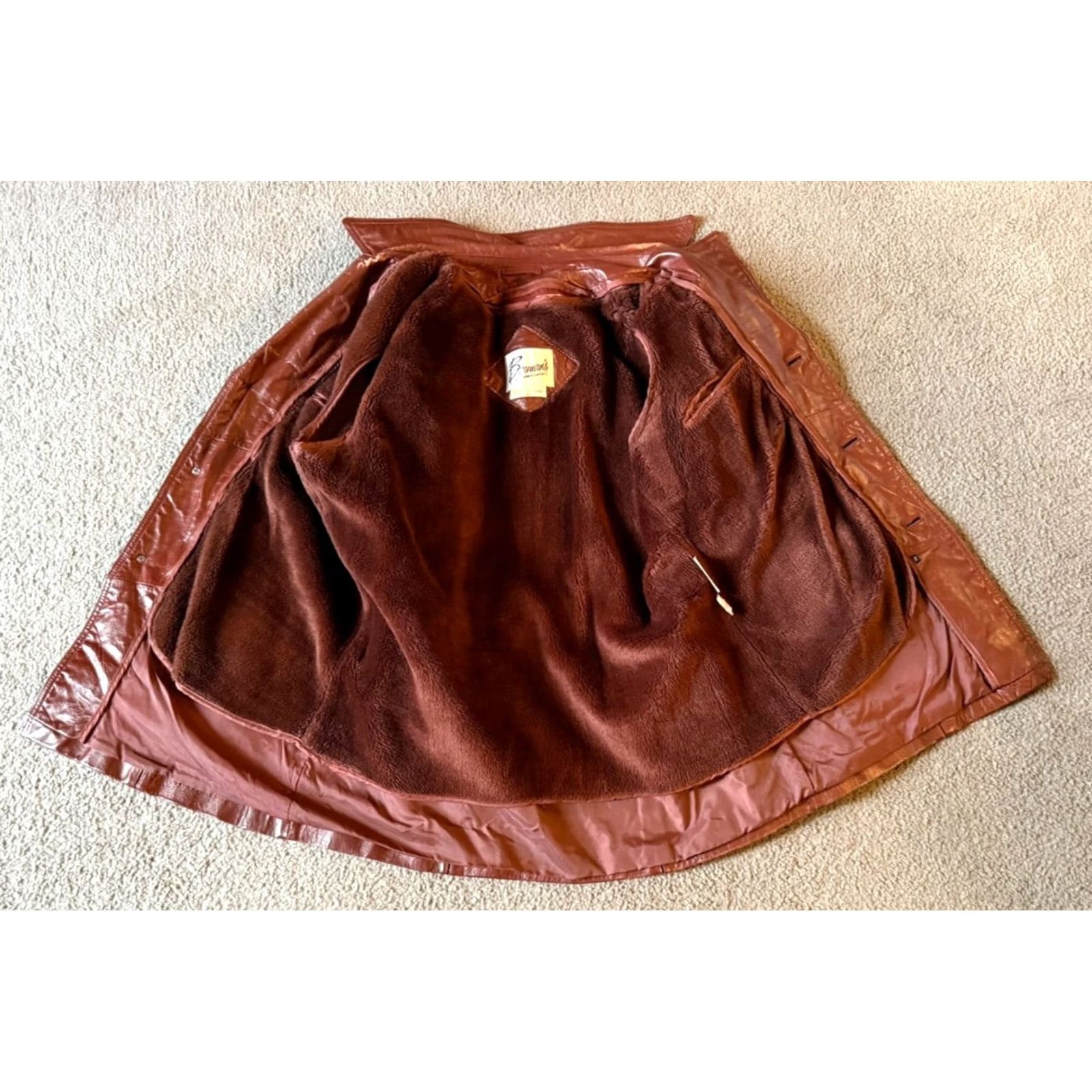 Vintage VINTAGE Berman's Leather Men's Brown Lined Button Front Jacket - 44 Size, Regular, Over Coat Size US S / EU 44-46 / 1 - 6 Thumbnail