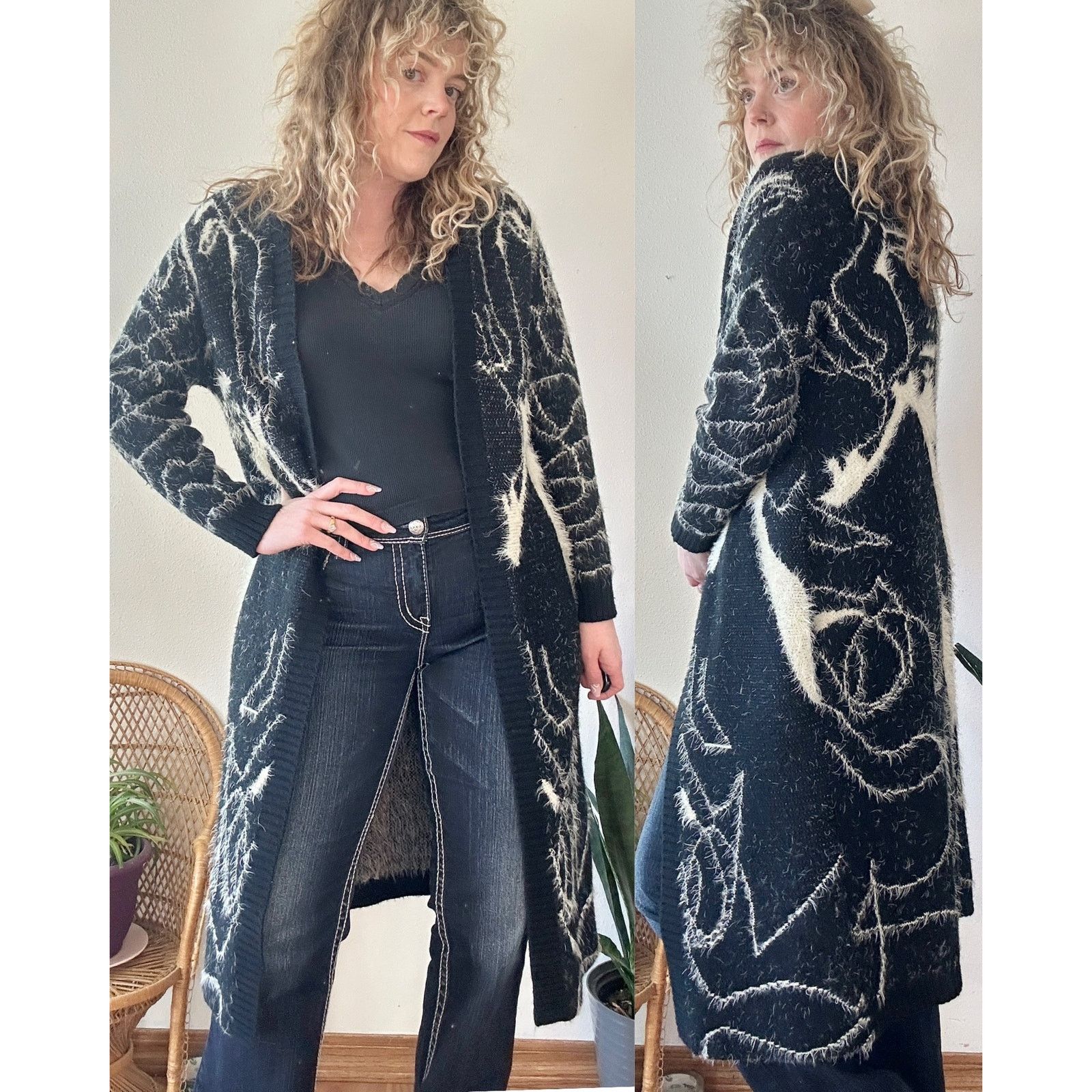 Other Abstract Art to Wear Fuzzy Lagenlook Duster Size XL / US 12-14 / IT 48-50 - 2 Thumbnail