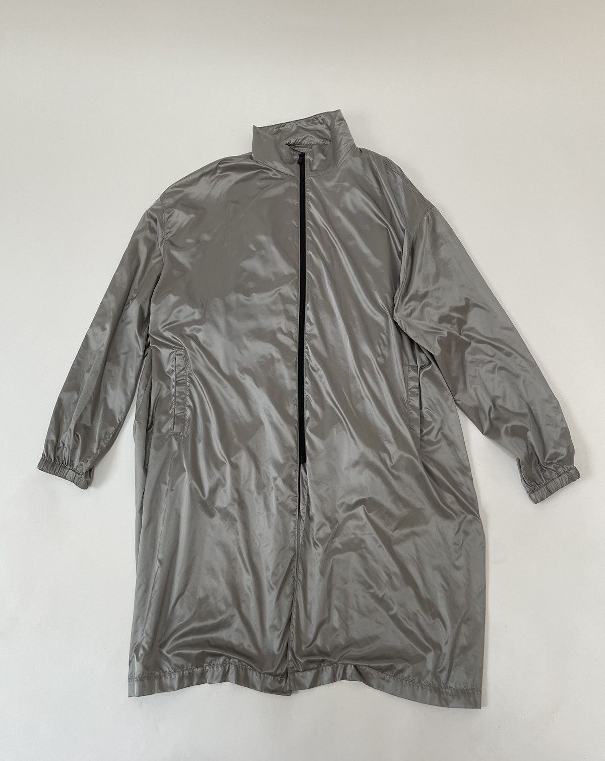 image of Raf Simons Ss 19 Silver Nylon Raincoat, Men's (Size Medium)