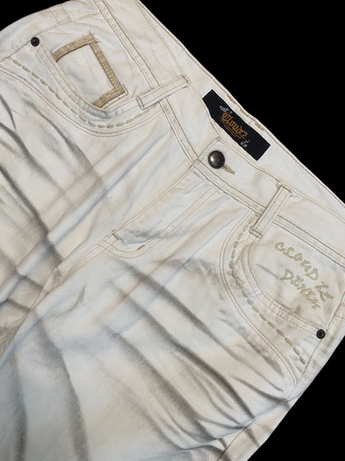 If Six Was Nine Cloud72 Clawmark White Denim Rusty Affliction Skulls Jeans Size US 34 / EU 50 - 4 Thumbnail