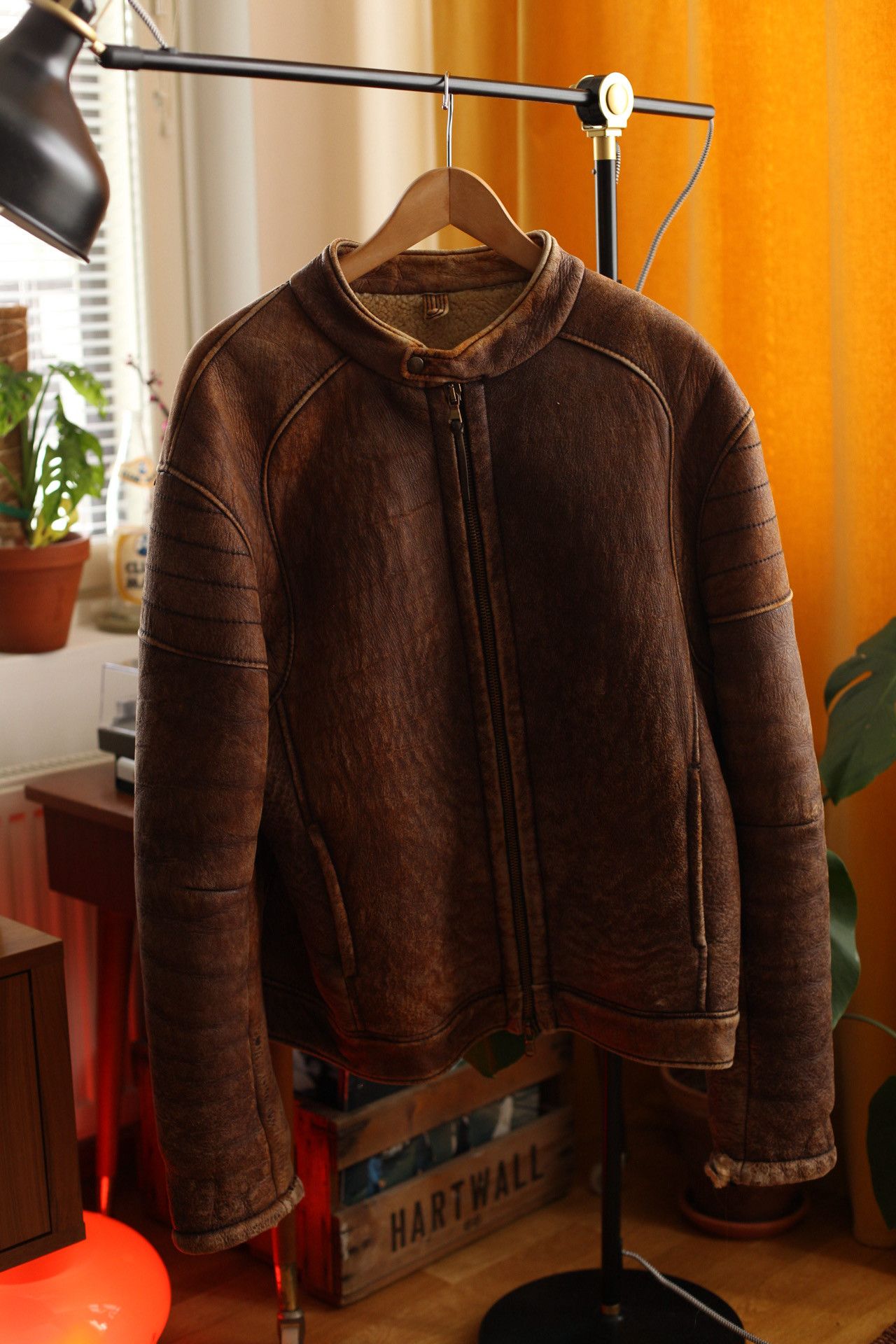 Vintage 1970’s Italian Shearling Café Racer Jacket Size US L / EU 52-54 / 3 - 5 Thumbnail
