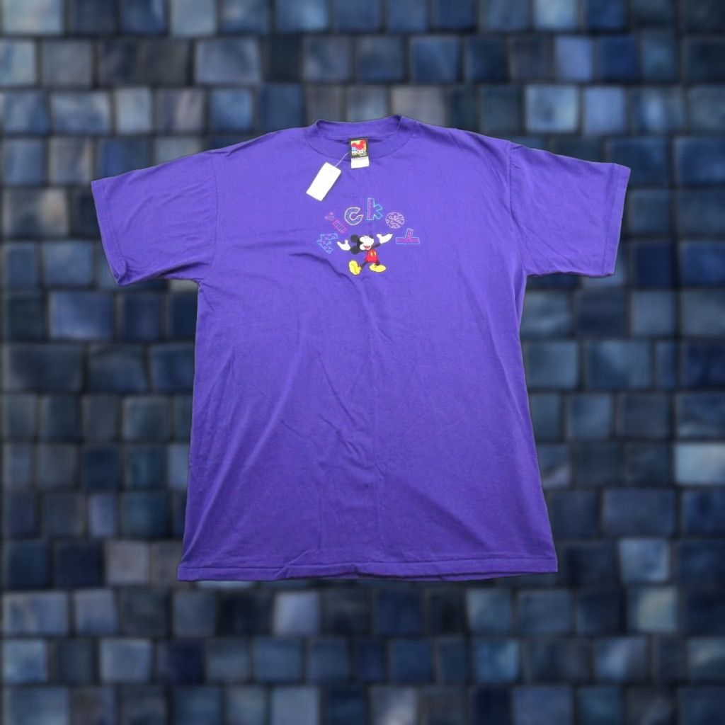 Mickey Unlimited VINTAGE Mickey Unlimited Shirt Mens L Purple 1990s Embroidered Crew Neck 90s Disney Knit Cotton Short Sleeve T-Shirt Size US L / EU 52-54 / 3 - 1 Thumbnail