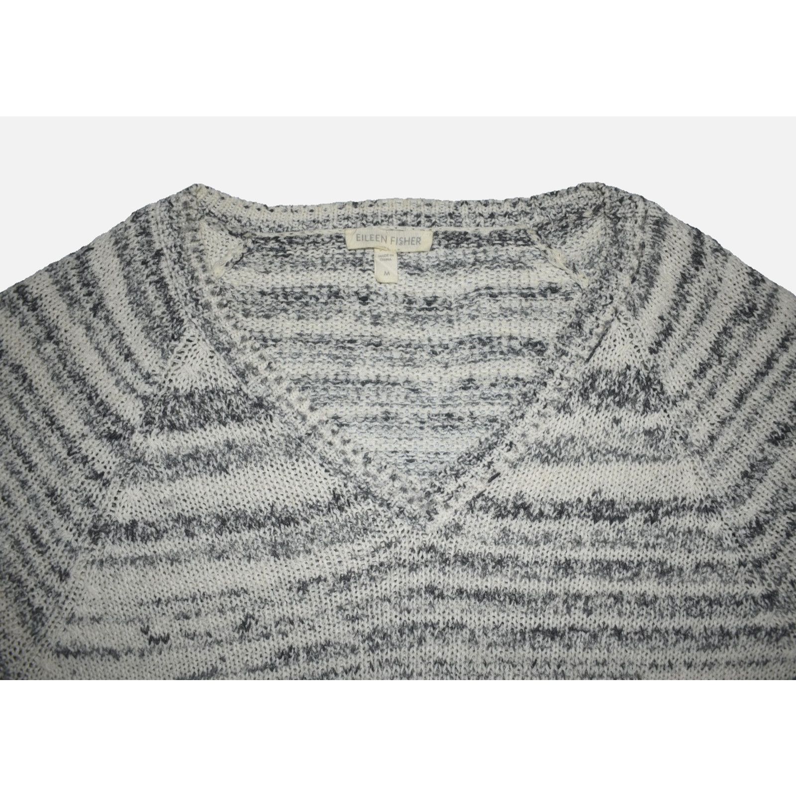 Eileen Fisher EILEEN FISHER Ash Gray Cotton/Nylon Knit V Neck Sweater Sz M Size M / US 6-8 / IT 42-44 - 5 Thumbnail