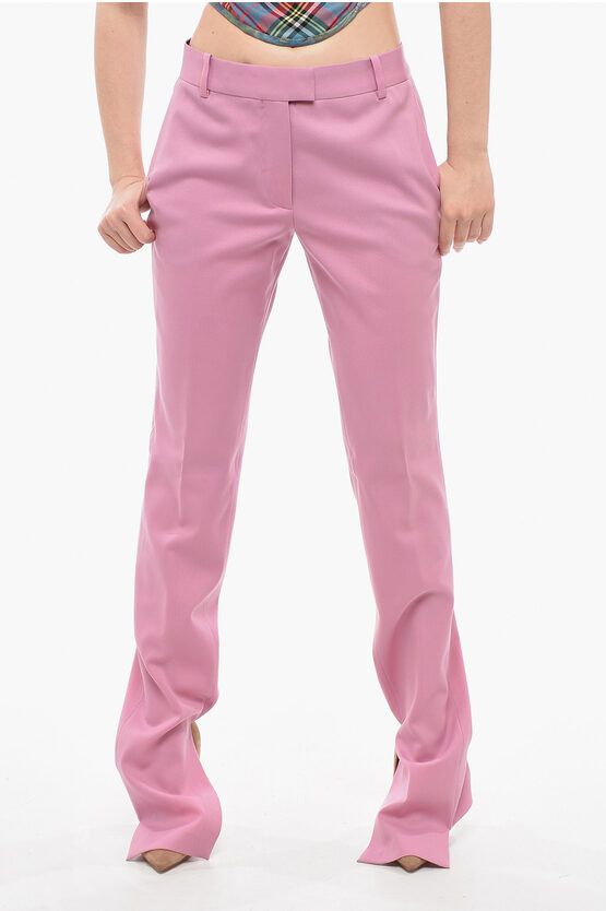 image of The Attico Straight-Fit Abram Pants With Slits On The Hem in Pink, Women's (Size 26)