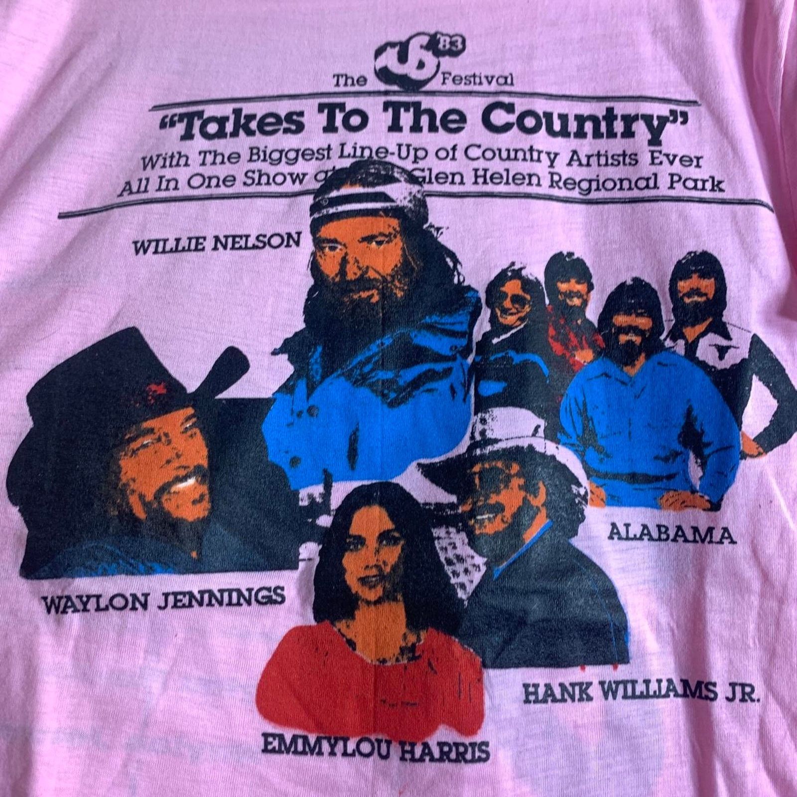 Vintage 1983 WILLIE NELSON HANK WILLIAMS JR US Festival tee shirt L Size US L / EU 52-54 / 3 - 1 Thumbnail