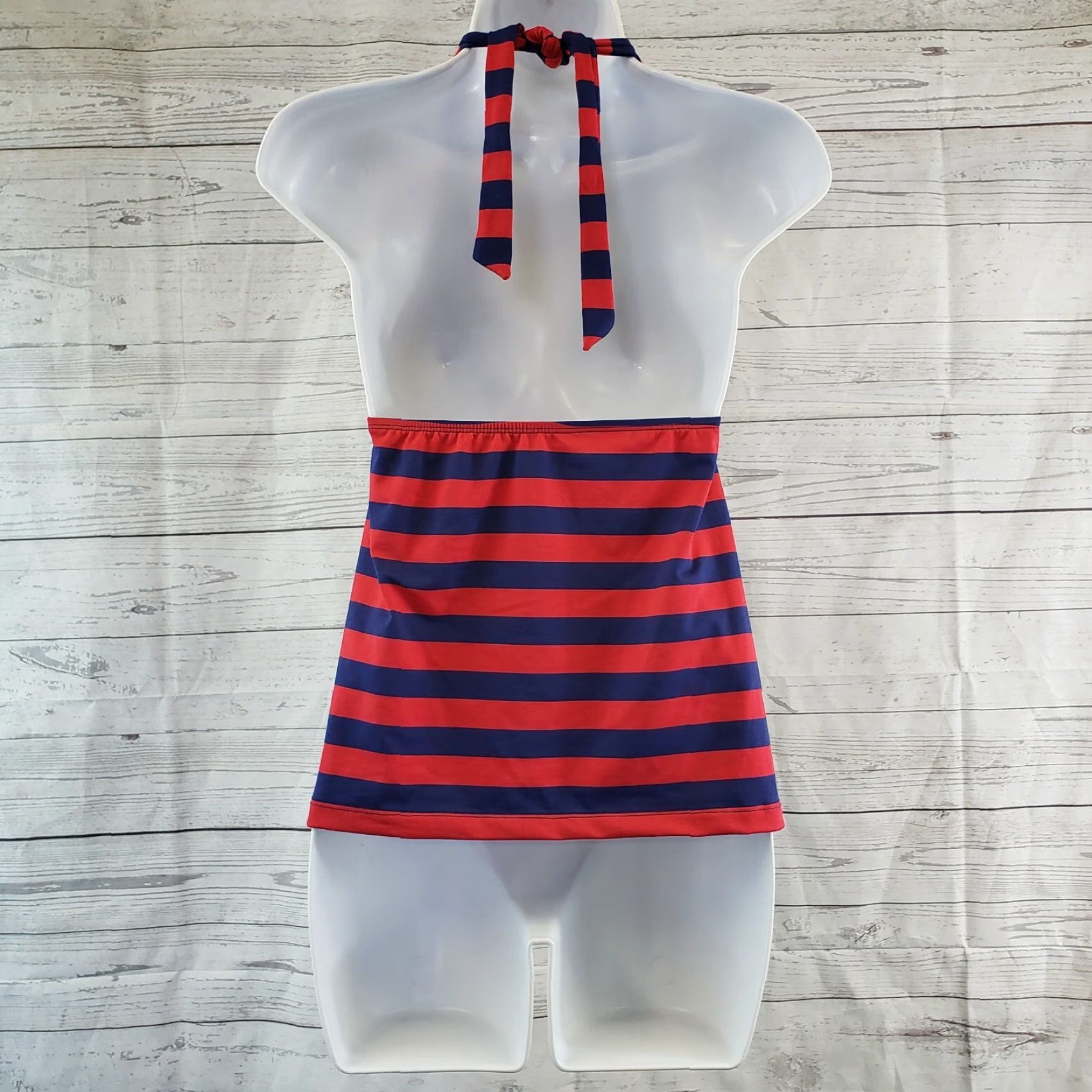 Mossimo Mossimo Womens Halter Swimsuit Top S Red Striped Padded Bra Pads Polyester Blend Size S / US 4 / IT 40 - 2 Thumbnail
